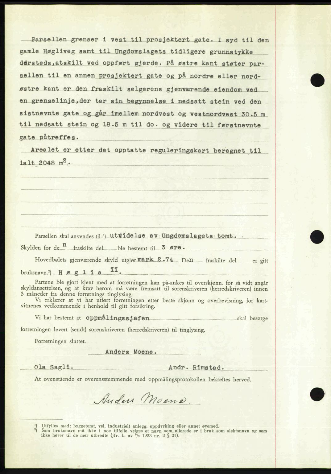 Nordmøre sorenskriveri, AV/SAT-A-4132/1/2/2Ca: Mortgage book no. A107, 1947-1948, Diary no: : 2872/1947