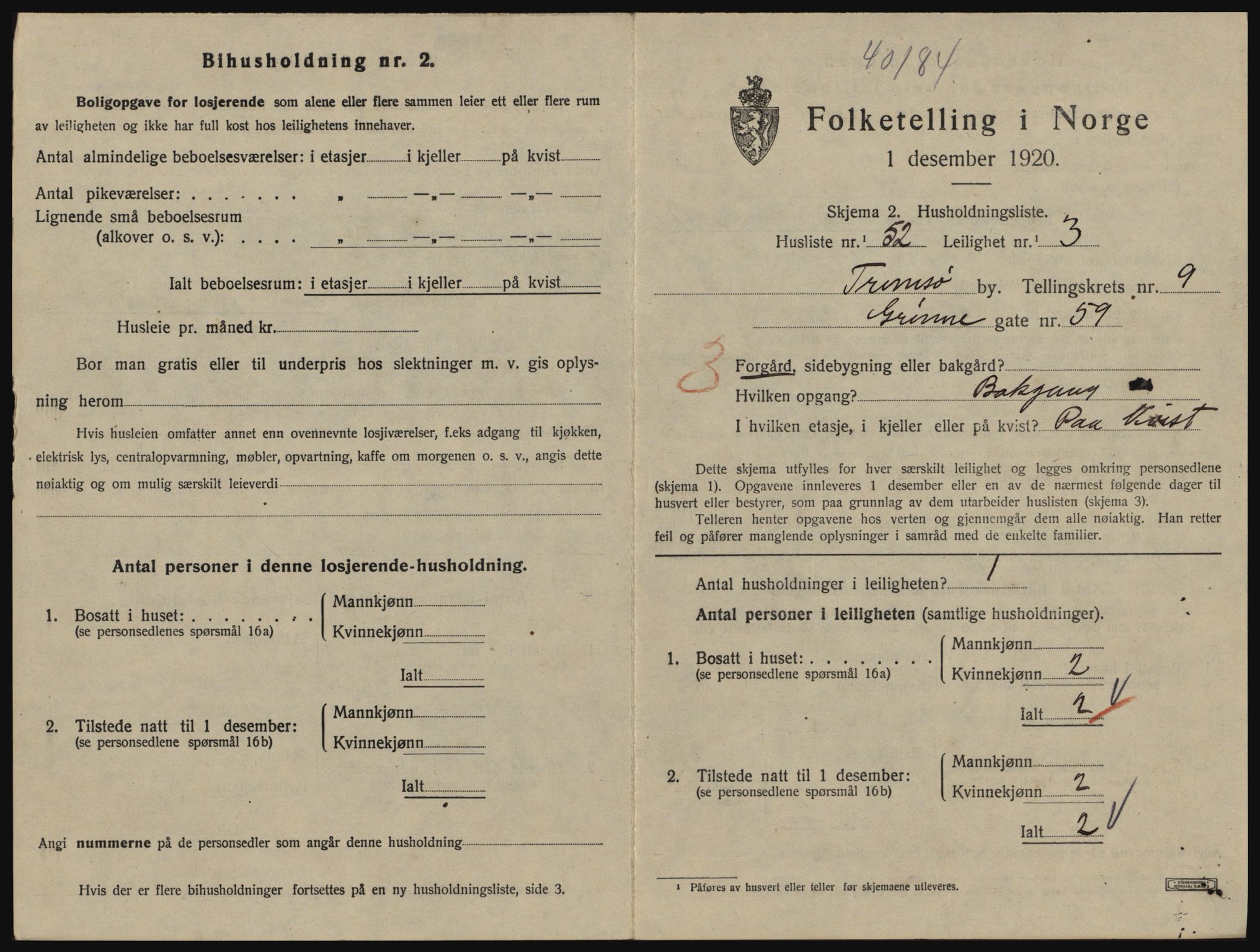 SATØ, 1920 census for Tromsø, 1920, p. 5029