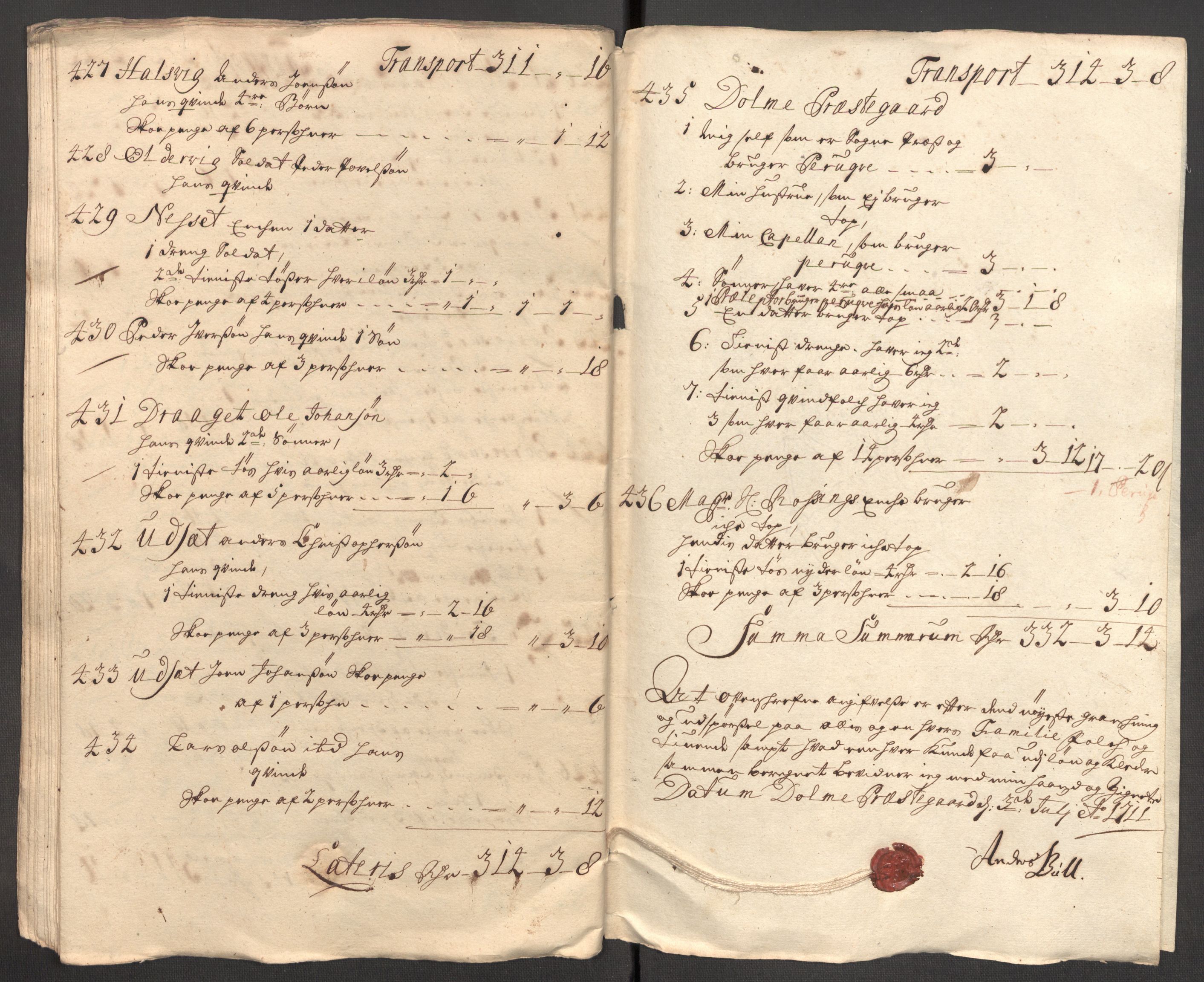 Rentekammeret inntil 1814, Reviderte regnskaper, Fogderegnskap, AV/RA-EA-4092/R57/L3860: Fogderegnskap Fosen, 1711, p. 332