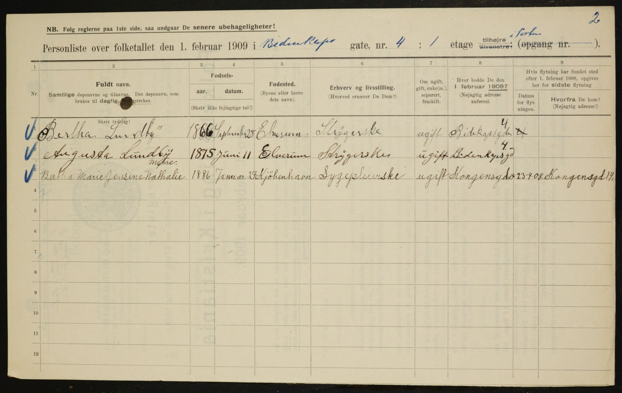 OBA, Municipal Census 1909 for Kristiania, 1909, p. 4414