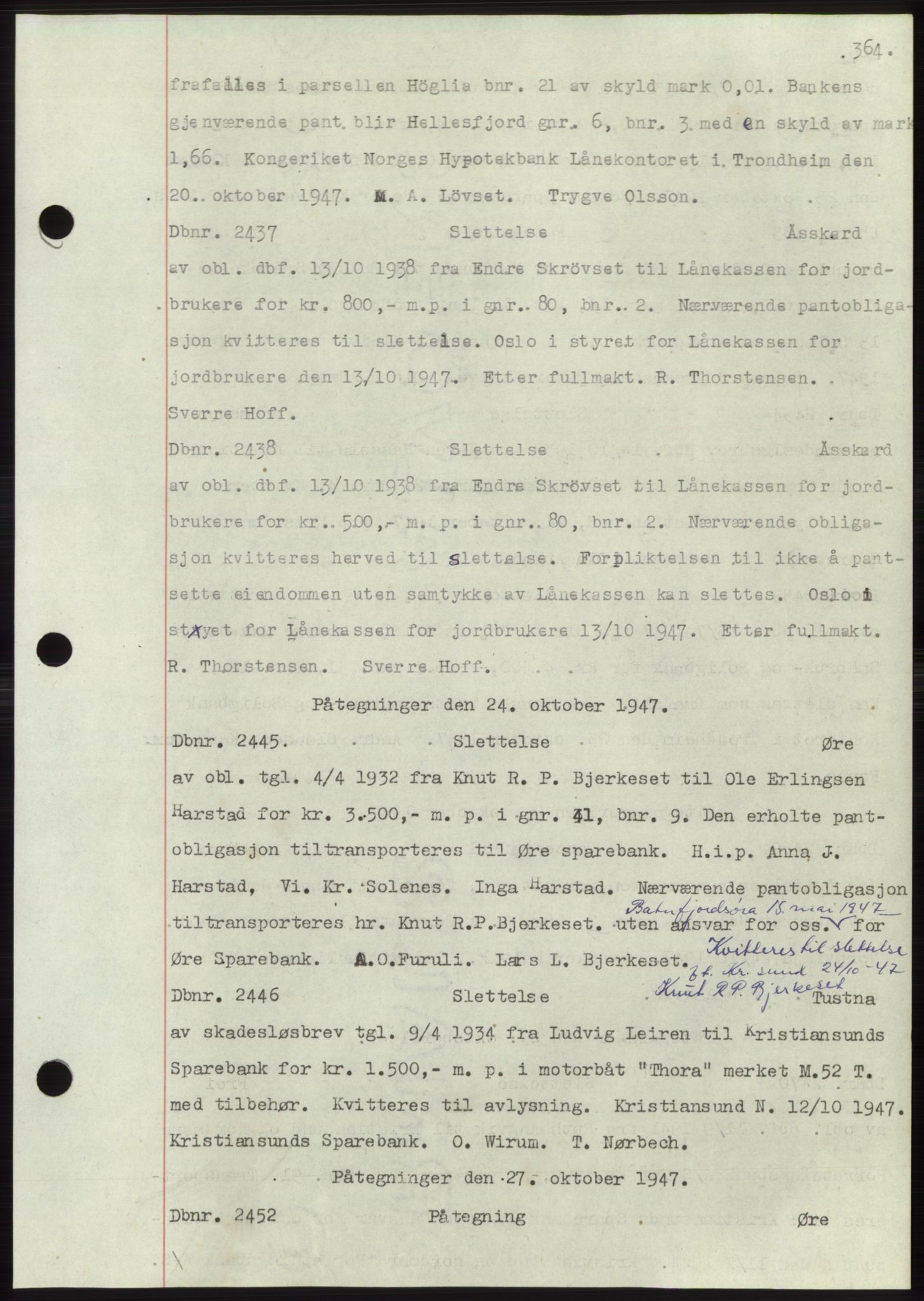 Nordmøre sorenskriveri, AV/SAT-A-4132/1/2/2Ca: Mortgage book no. C82b, 1946-1951, Diary no: : 2437/1947