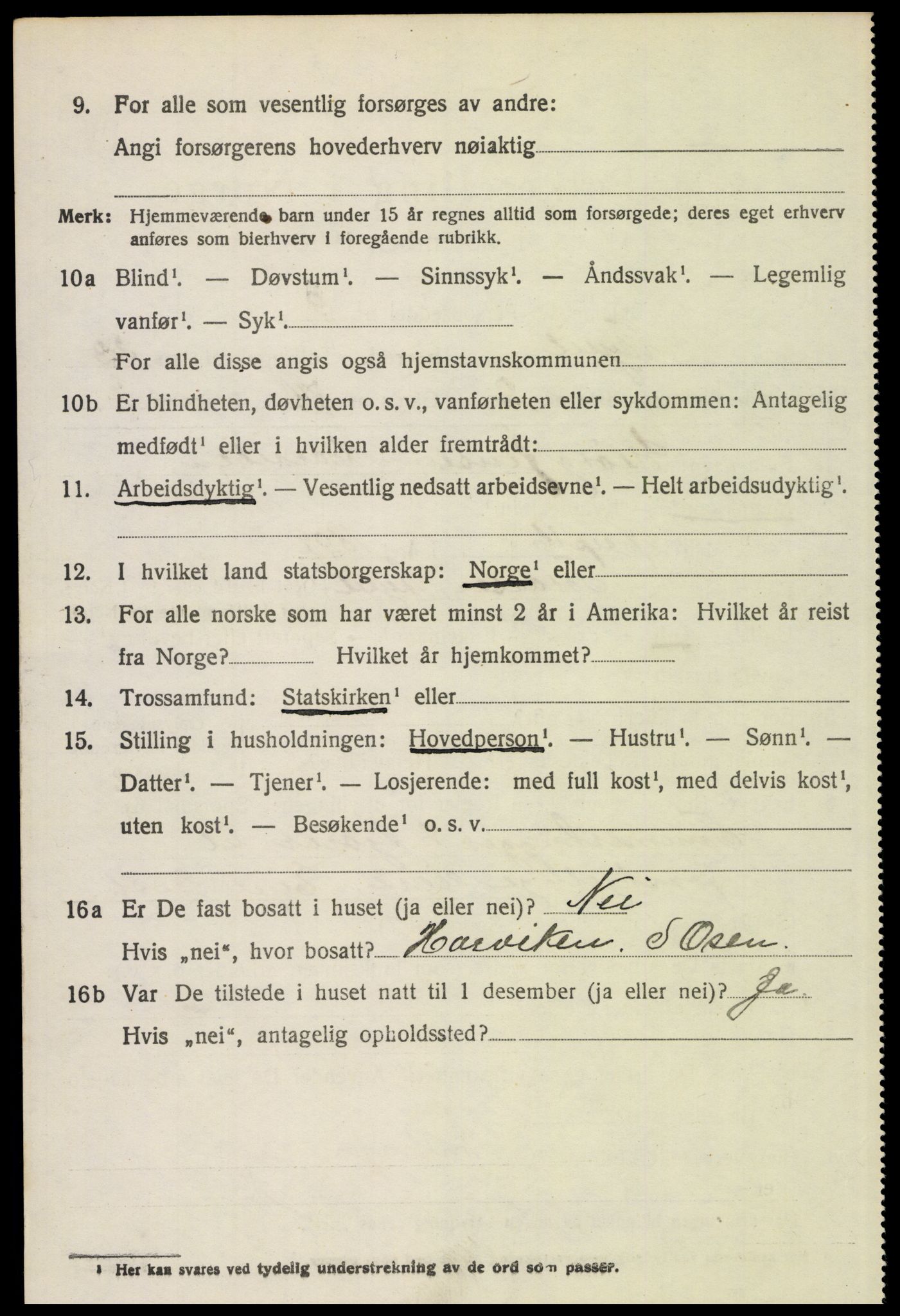 SAH, 1920 census for Trysil, 1920, p. 14864