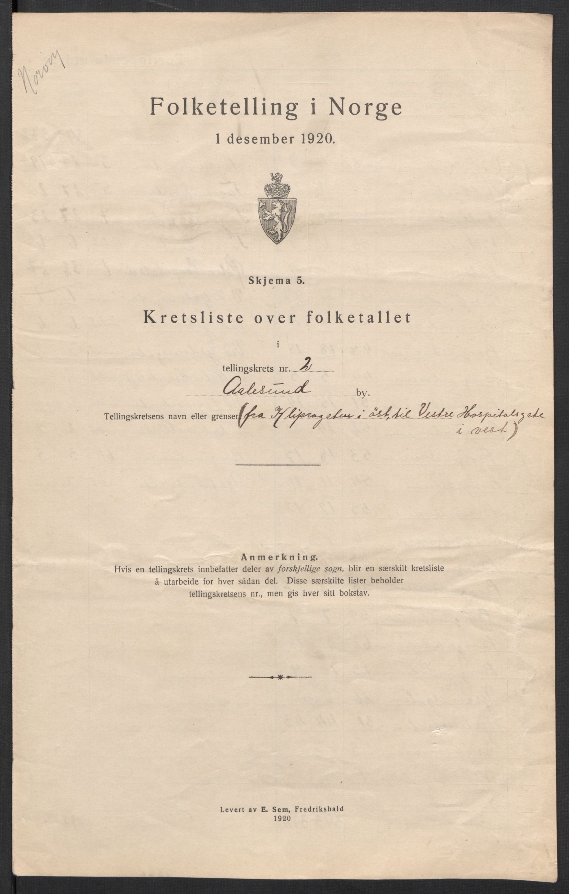 SAT, 1920 census for Ålesund, 1920, p. 9