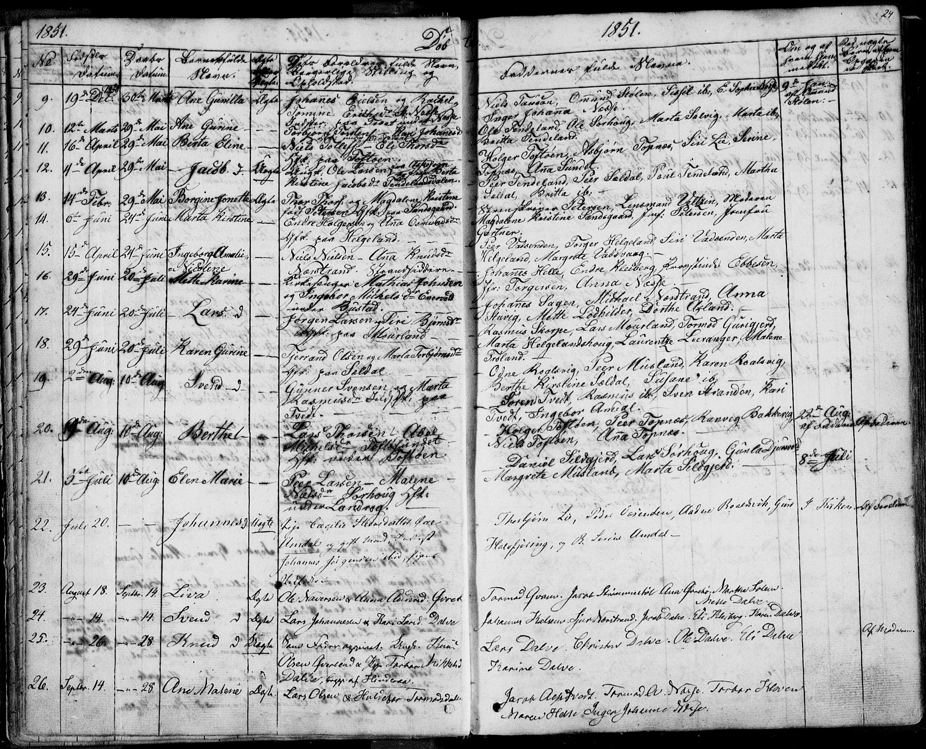 Nedstrand sokneprestkontor, SAST/A-101841/01/IV: Parish register (official) no. A 8, 1839-1860, p. 24