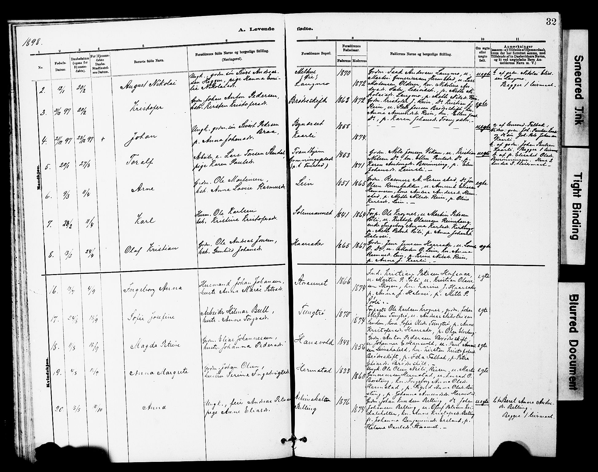 Ministerialprotokoller, klokkerbøker og fødselsregistre - Sør-Trøndelag, AV/SAT-A-1456/646/L0628: Parish register (copy) no. 646C01, 1880-1903, p. 32