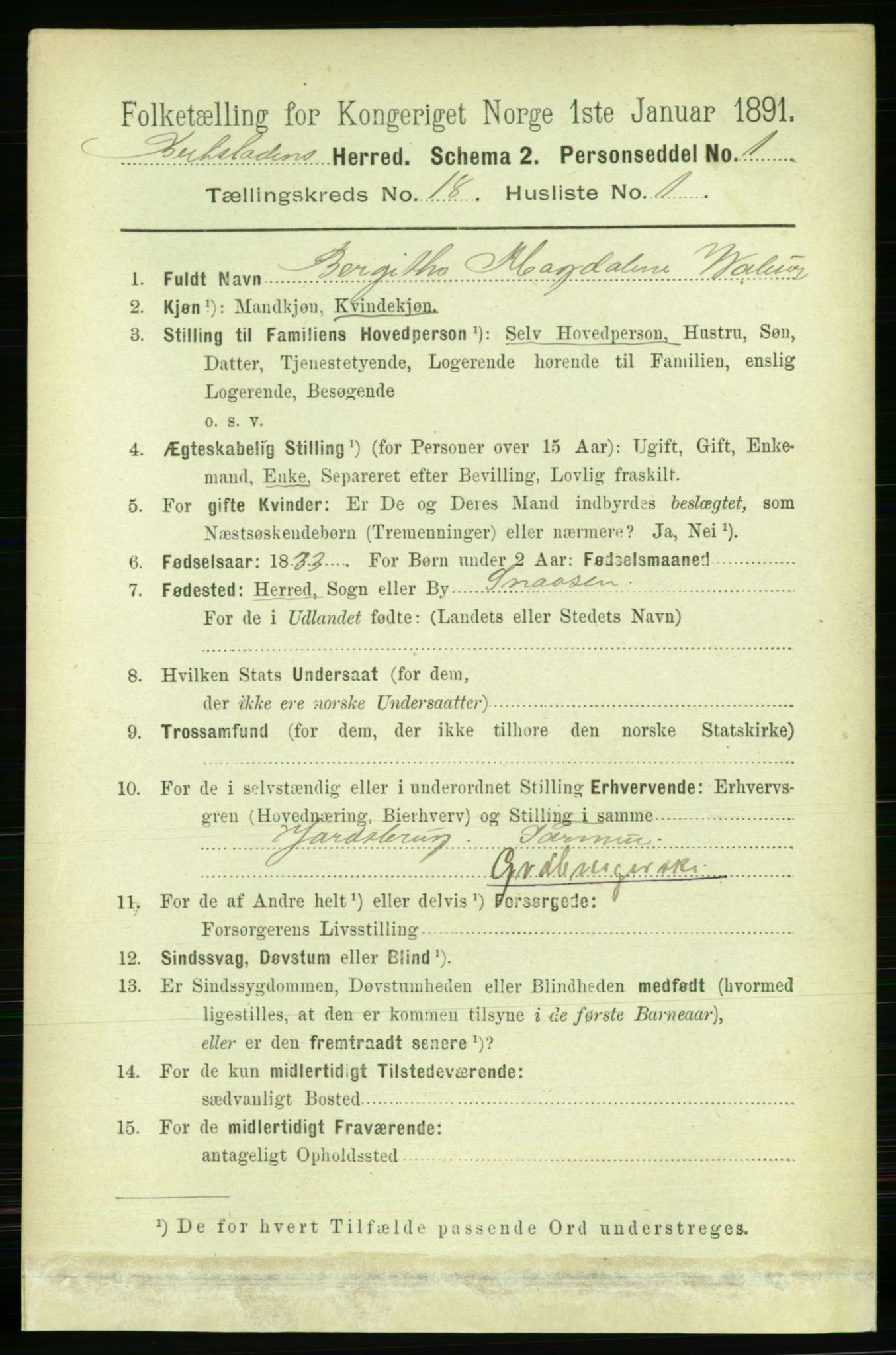 RA, 1891 census for 1727 Beitstad, 1891, p. 4616