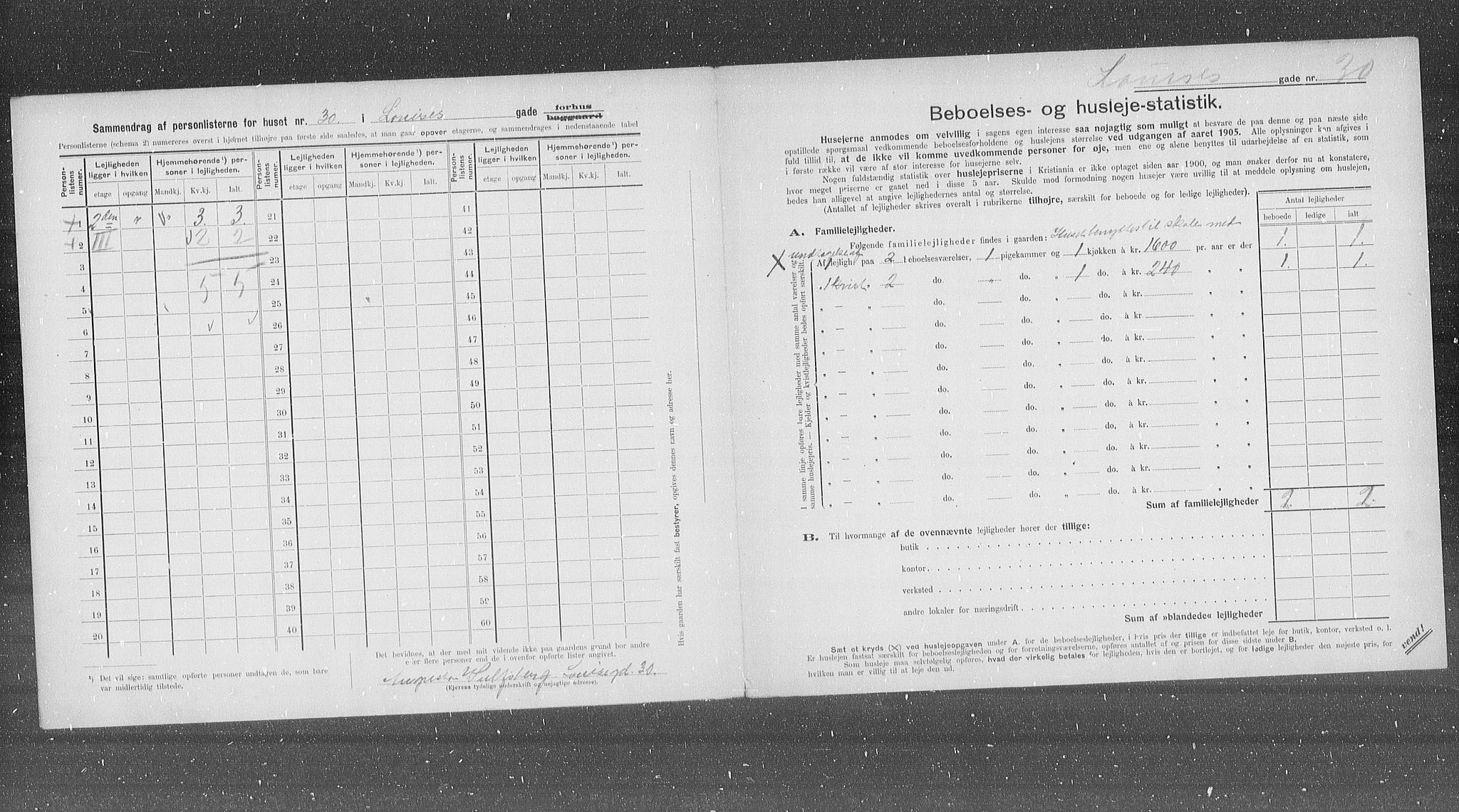 OBA, Municipal Census 1905 for Kristiania, 1905, p. 30713