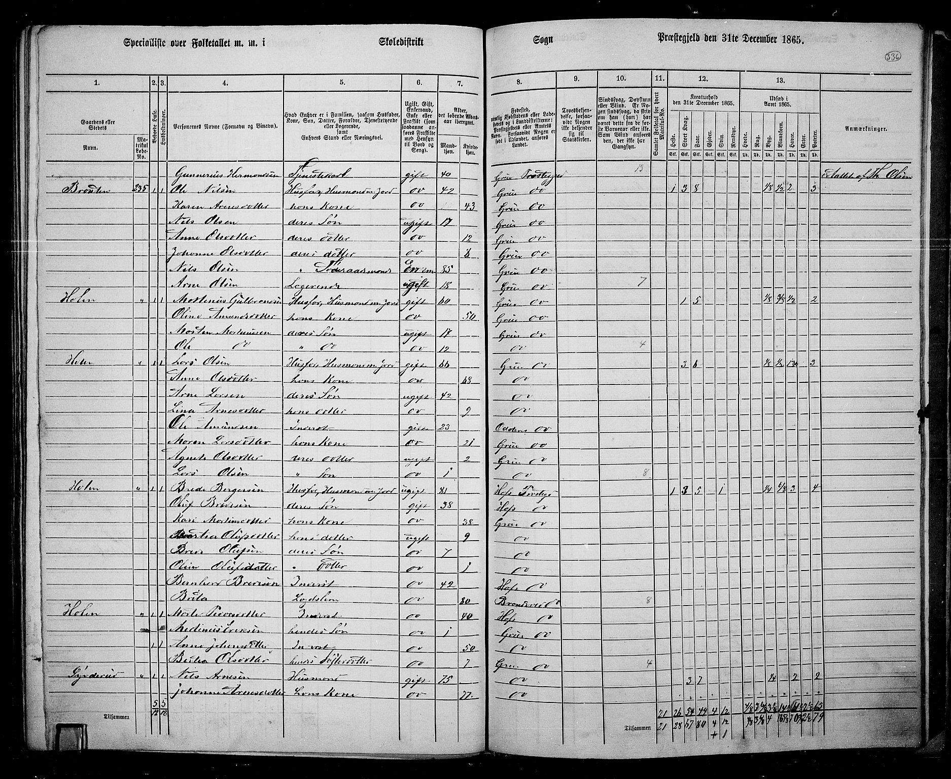 RA, 1865 census for Grue, 1865, p. 294