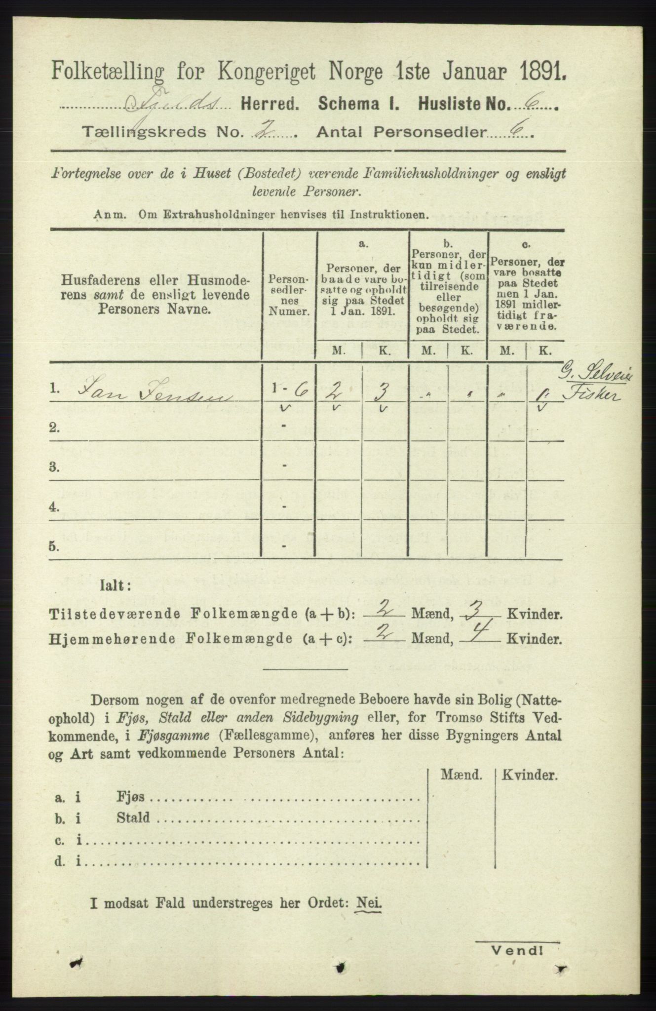 RA, 1891 census for 1246 Fjell, 1891, p. 626