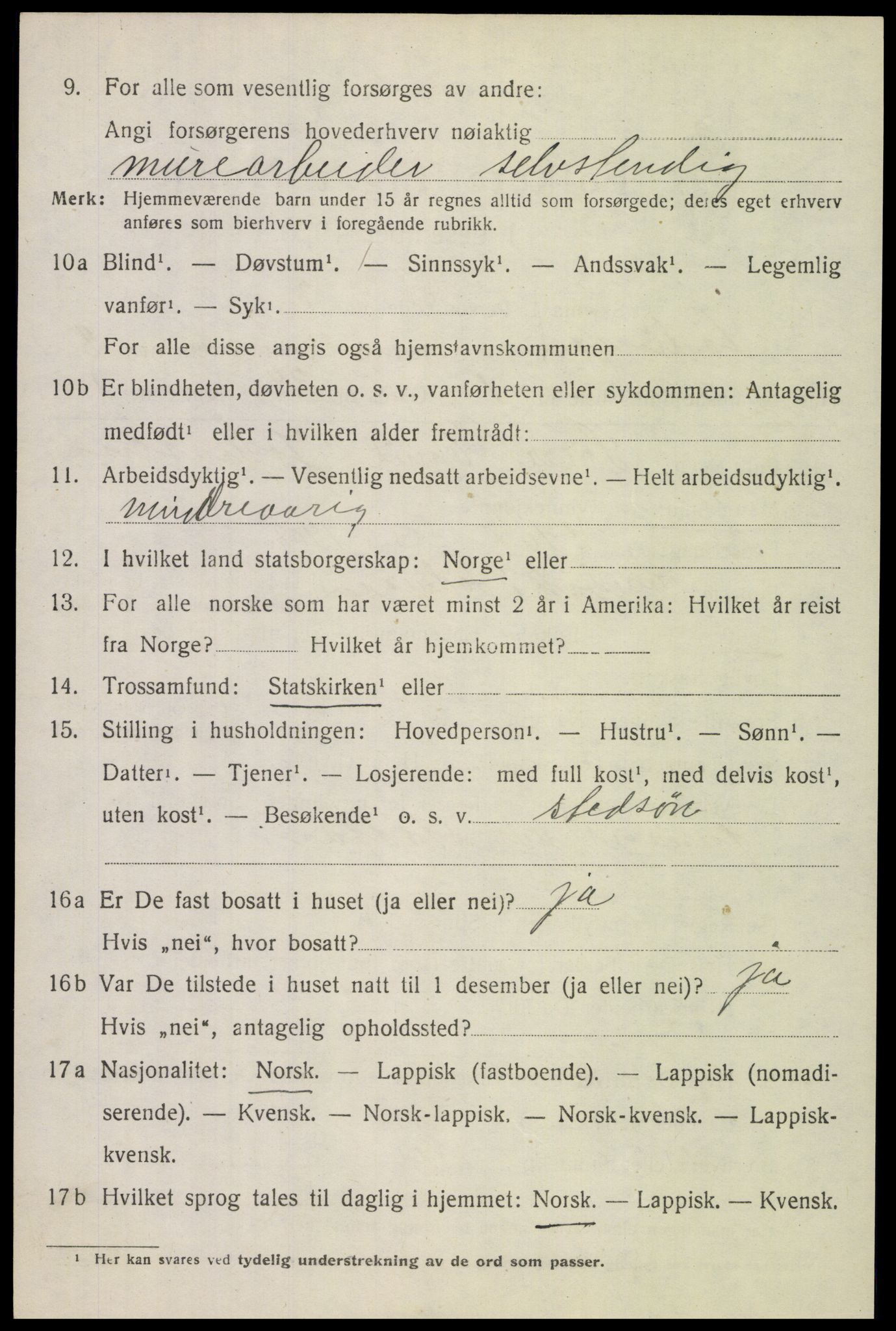 SAT, 1920 census for Lødingen, 1920, p. 5296