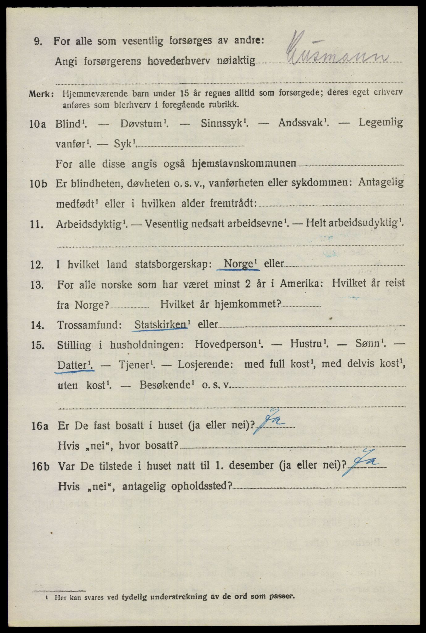 SAO, 1920 census for Nes, 1920, p. 9653