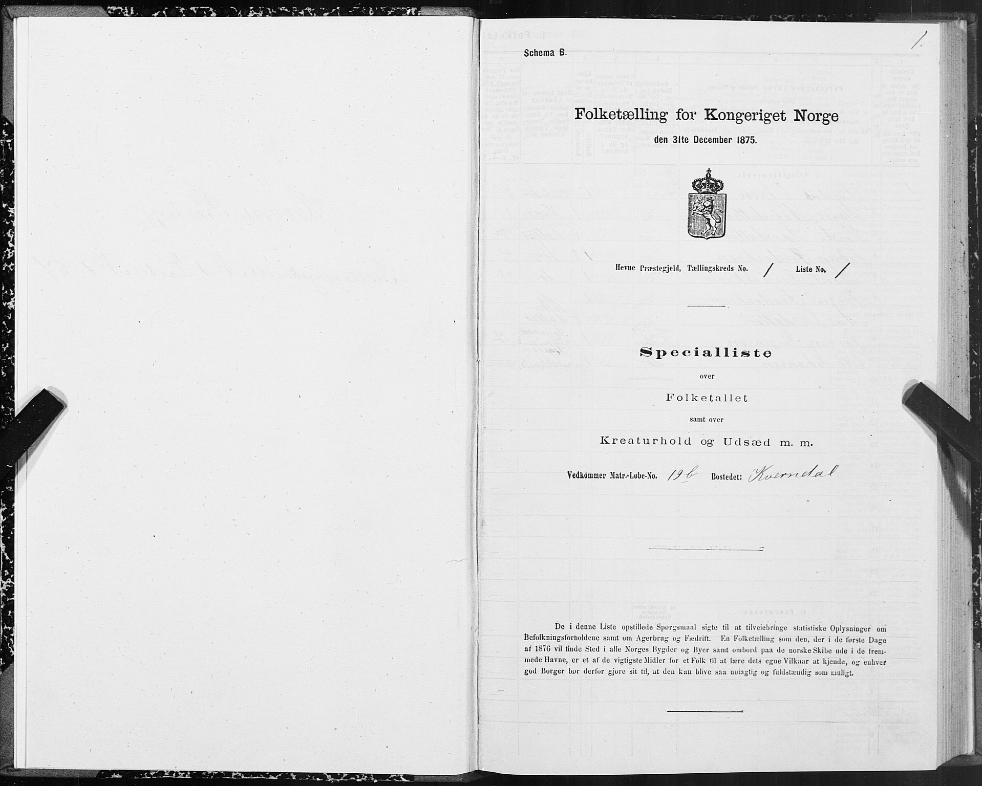 SAT, 1875 census for 1612P Hemne, 1875, p. 1001