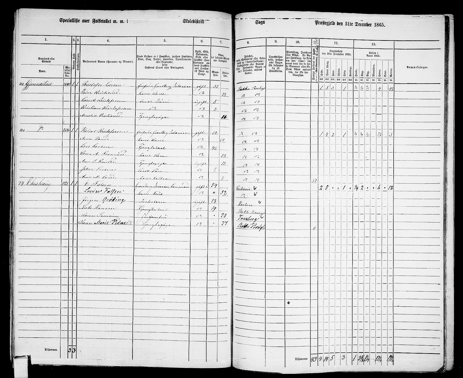 RA, 1865 census for Stokke, 1865, p. 140