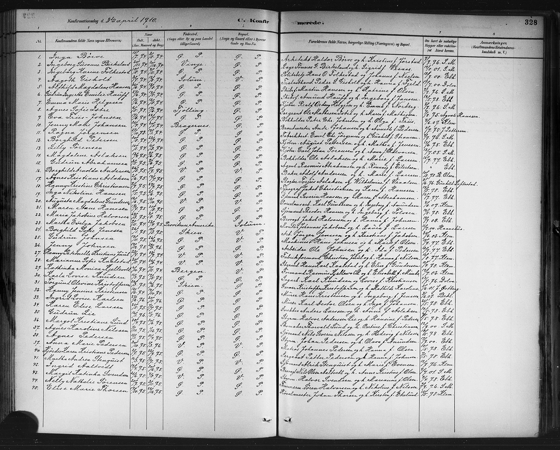 Porsgrunn kirkebøker , SAKO/A-104/G/Gb/L0005: Parish register (copy) no. II 5, 1883-1915, p. 328