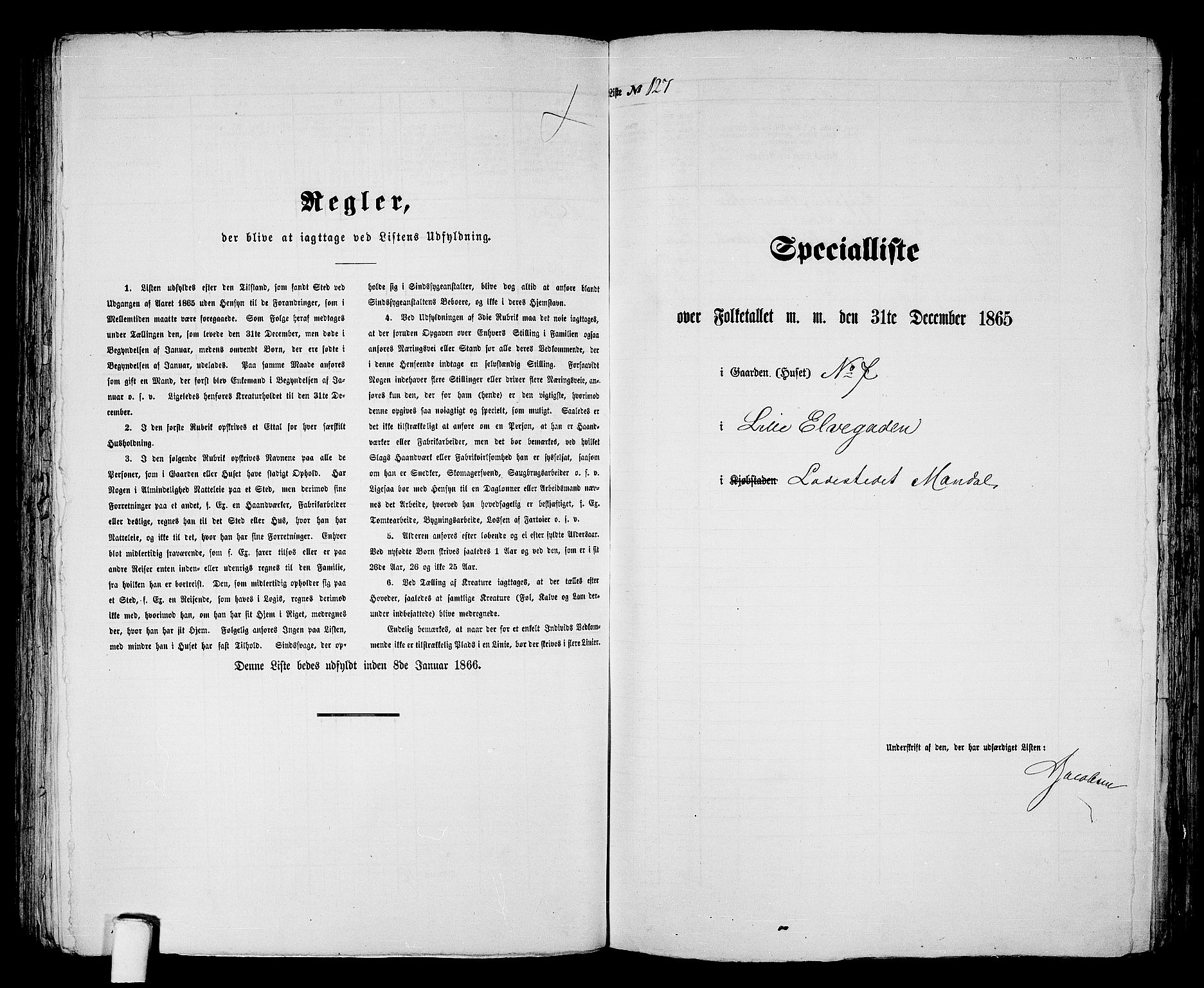 RA, 1865 census for Mandal/Mandal, 1865, p. 256