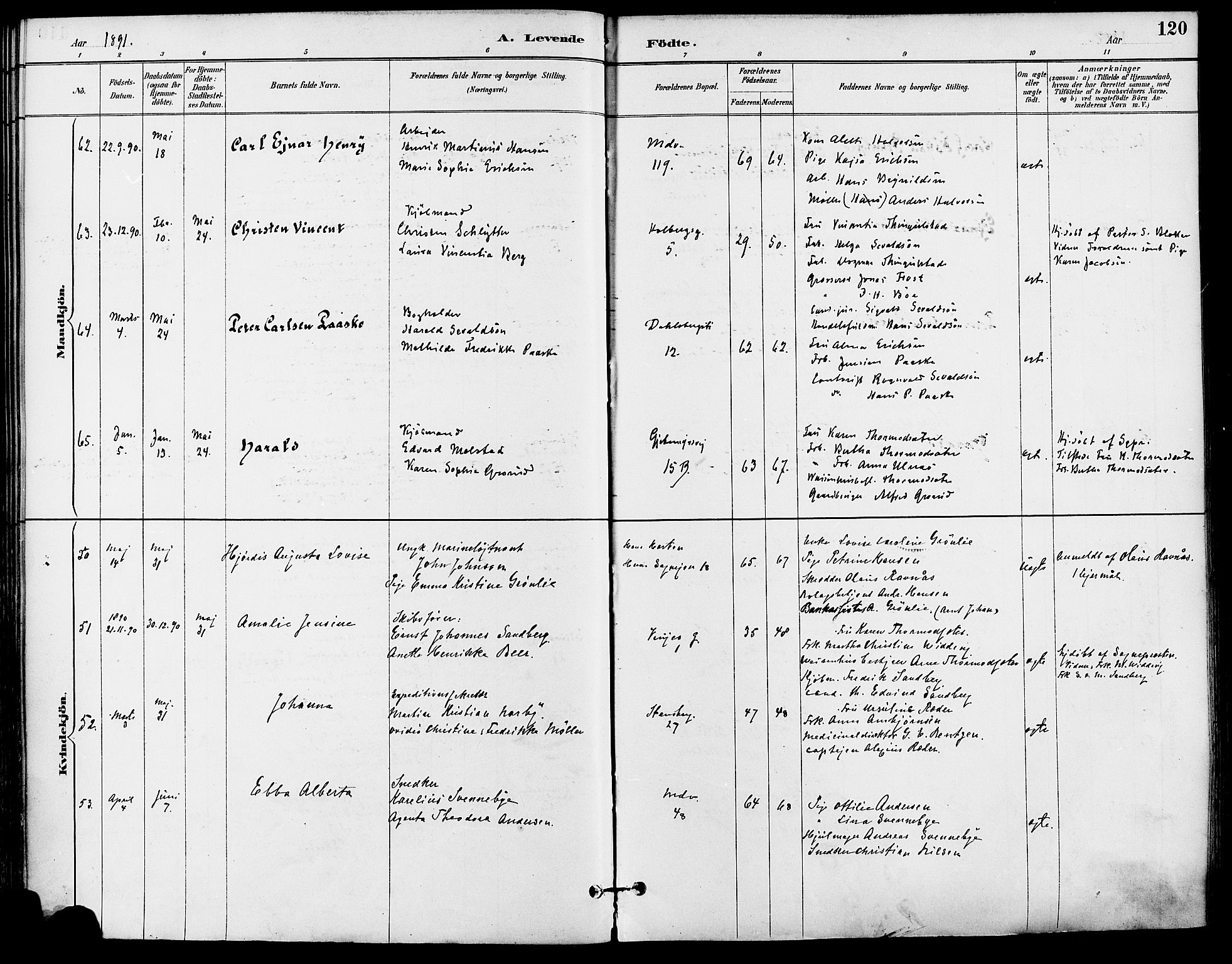 Gamle Aker prestekontor Kirkebøker, SAO/A-10617a/F/L0008: Parish register (official) no. 8, 1887-1896, p. 120