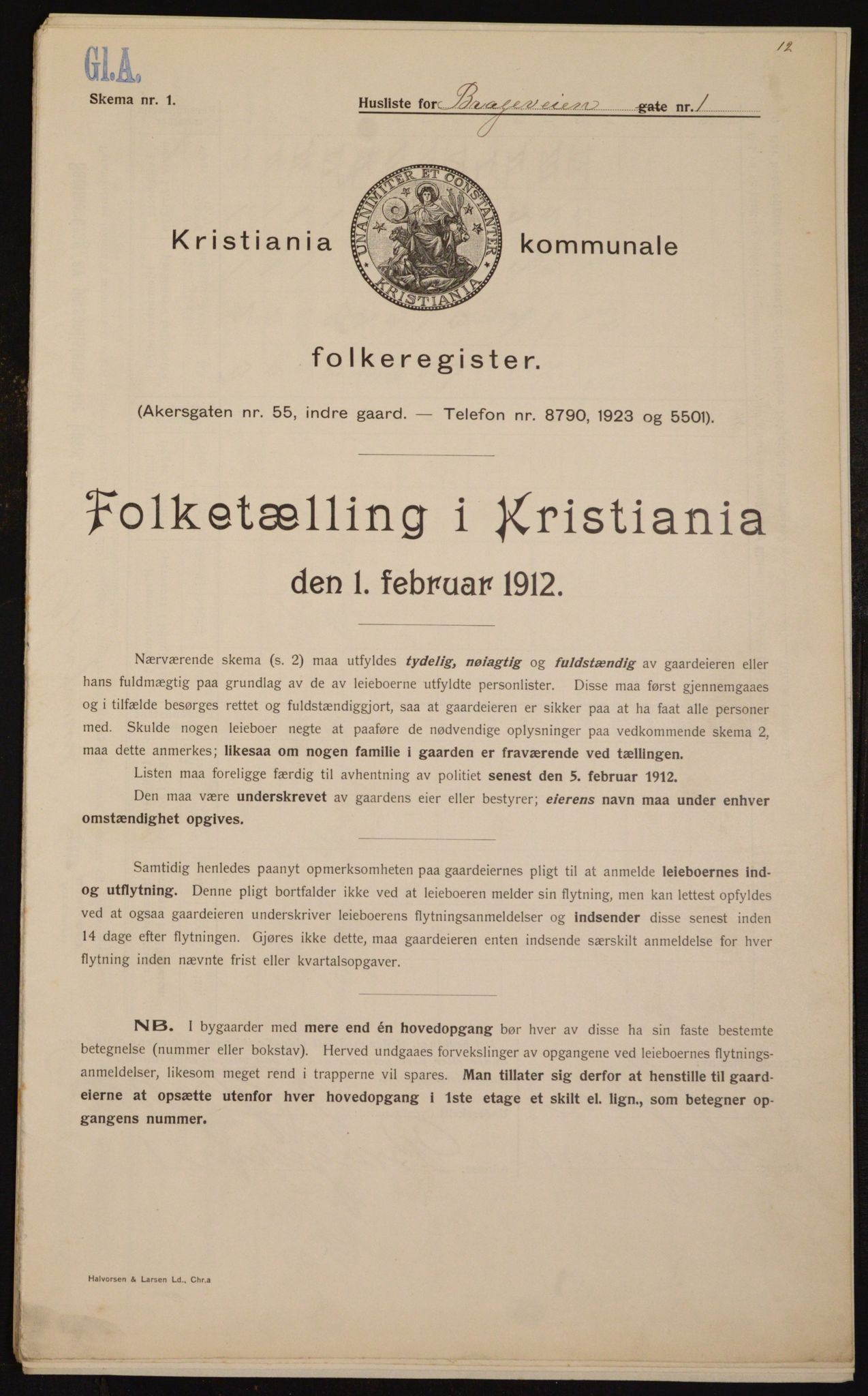 OBA, Municipal Census 1912 for Kristiania, 1912, p. 7909