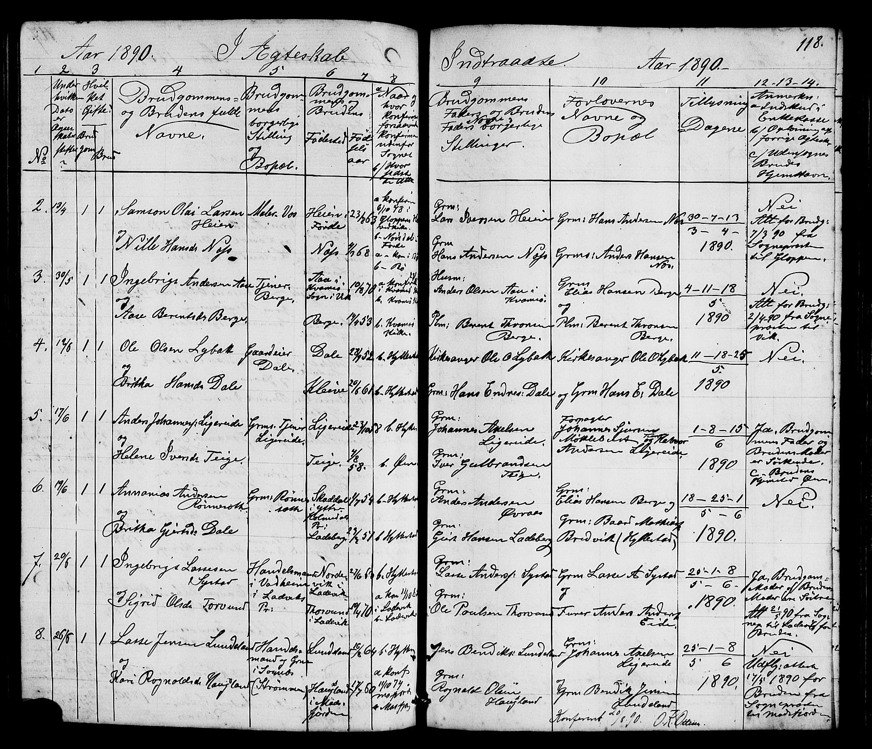 Hyllestad sokneprestembete, AV/SAB-A-80401: Parish register (copy) no. A 2, 1876-1906, p. 118