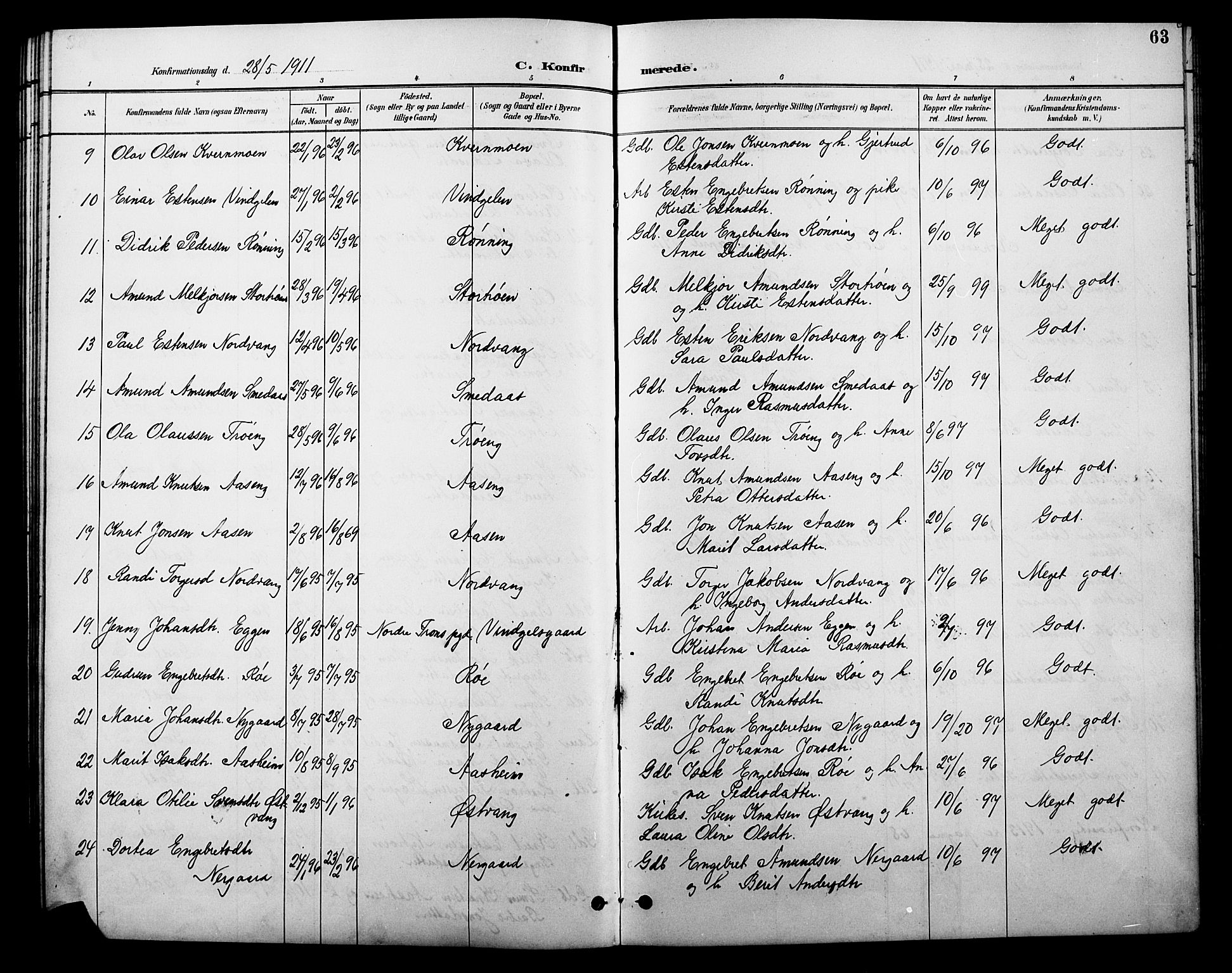 Tolga prestekontor, AV/SAH-PREST-062/L/L0010: Parish register (copy) no. 10, 1894-1918, p. 63