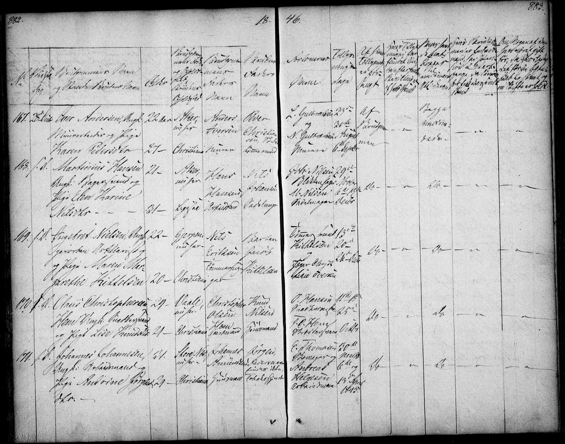 Oslo domkirke Kirkebøker, SAO/A-10752/F/Fa/L0019: Parish register (official) no. 19, 1828-1847, p. 882-883
