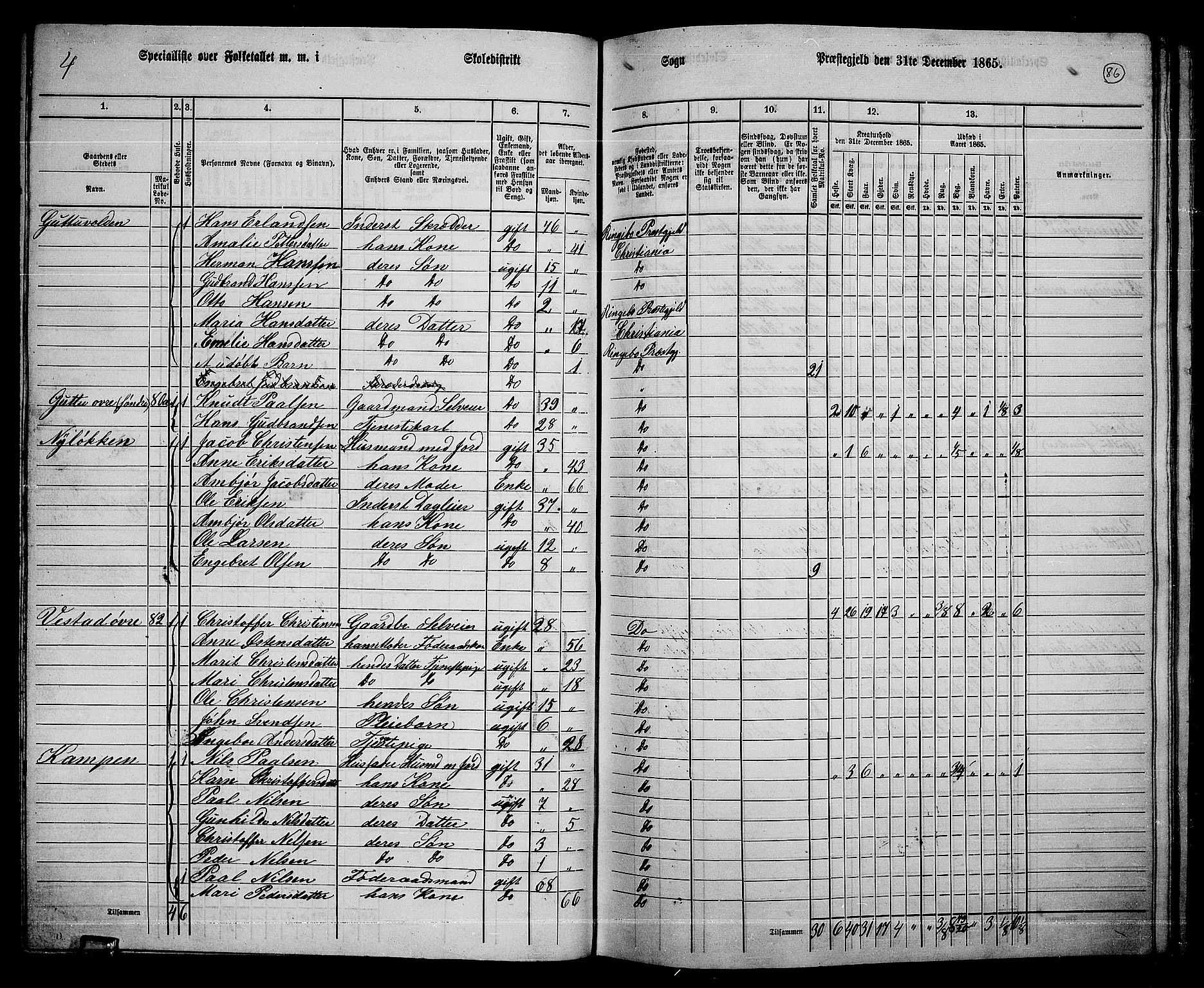 RA, 1865 census for Ringebu, 1865, p. 73