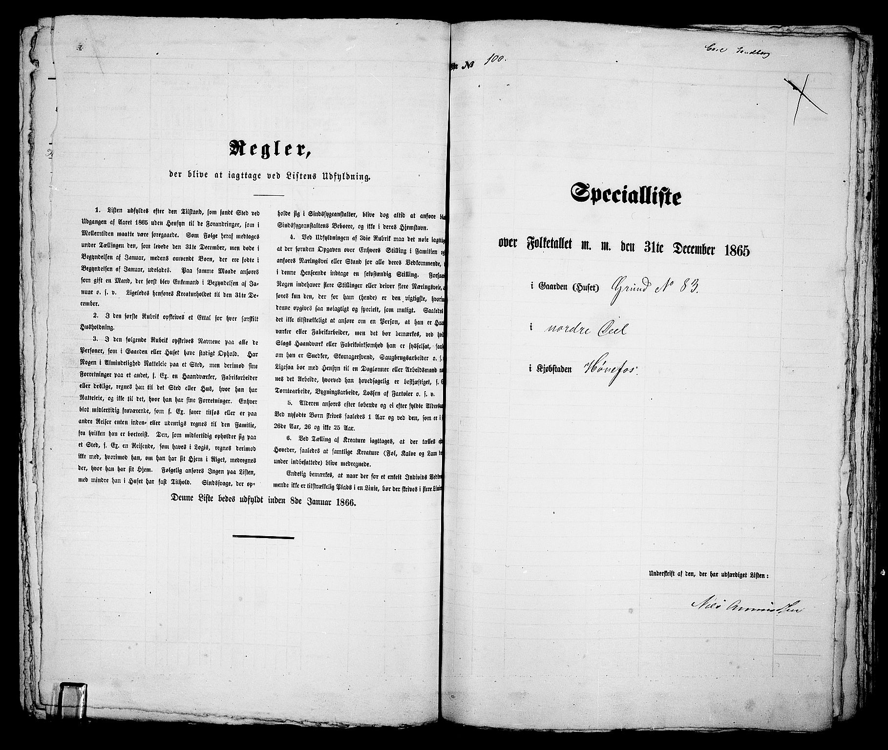 RA, 1865 census for Norderhov/Hønefoss, 1865, p. 195