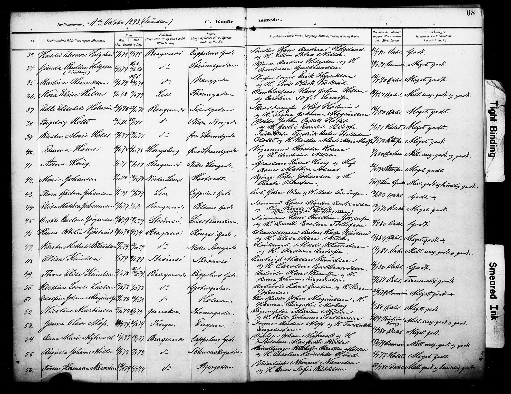 Bragernes kirkebøker, AV/SAKO-A-6/F/Fc/L0006: Parish register (official) no. III 6, 1888-1899, p. 68