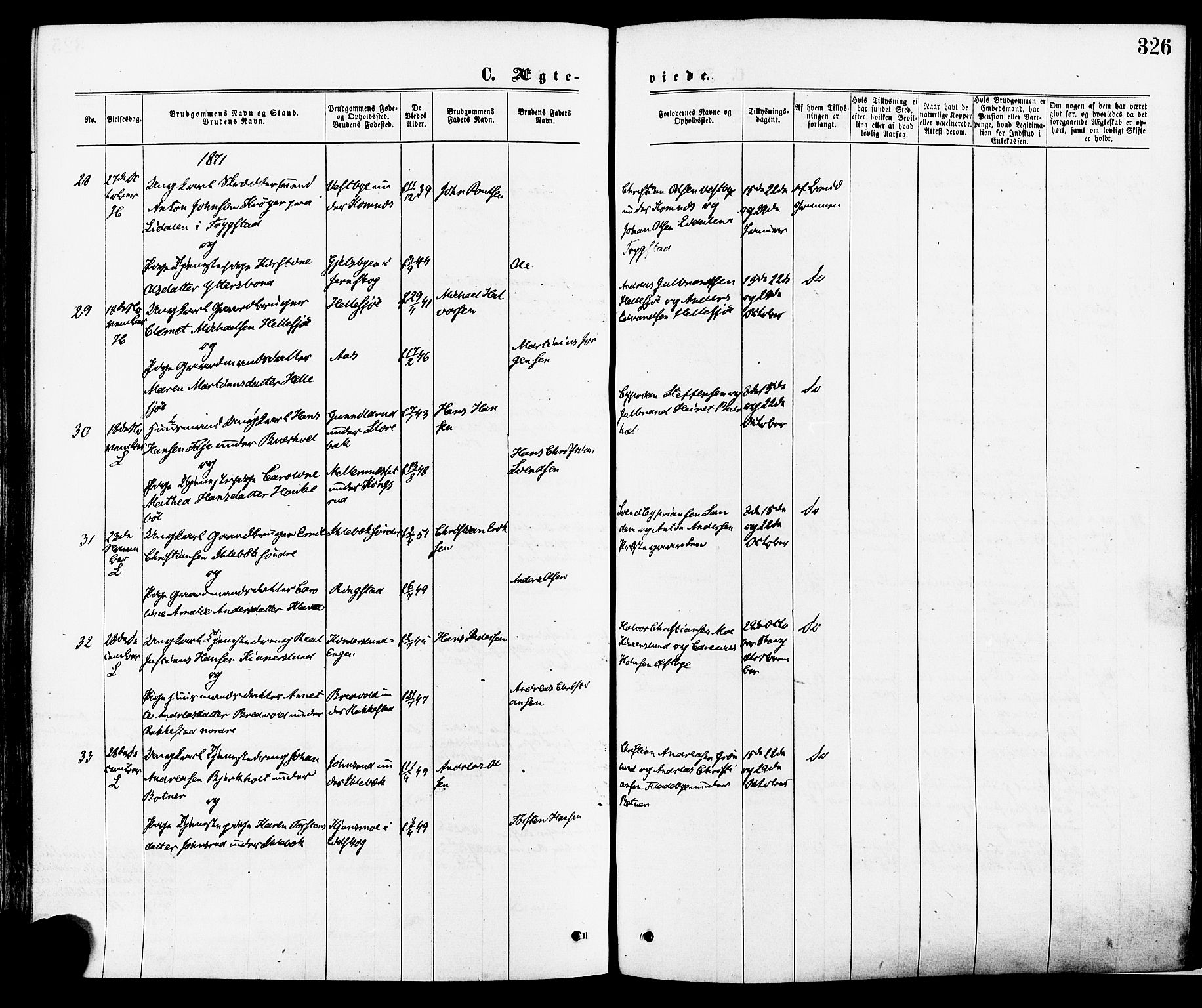 Høland prestekontor Kirkebøker, SAO/A-10346a/F/Fa/L0012.a: Parish register (official) no. I 12A, 1869-1879, p. 326