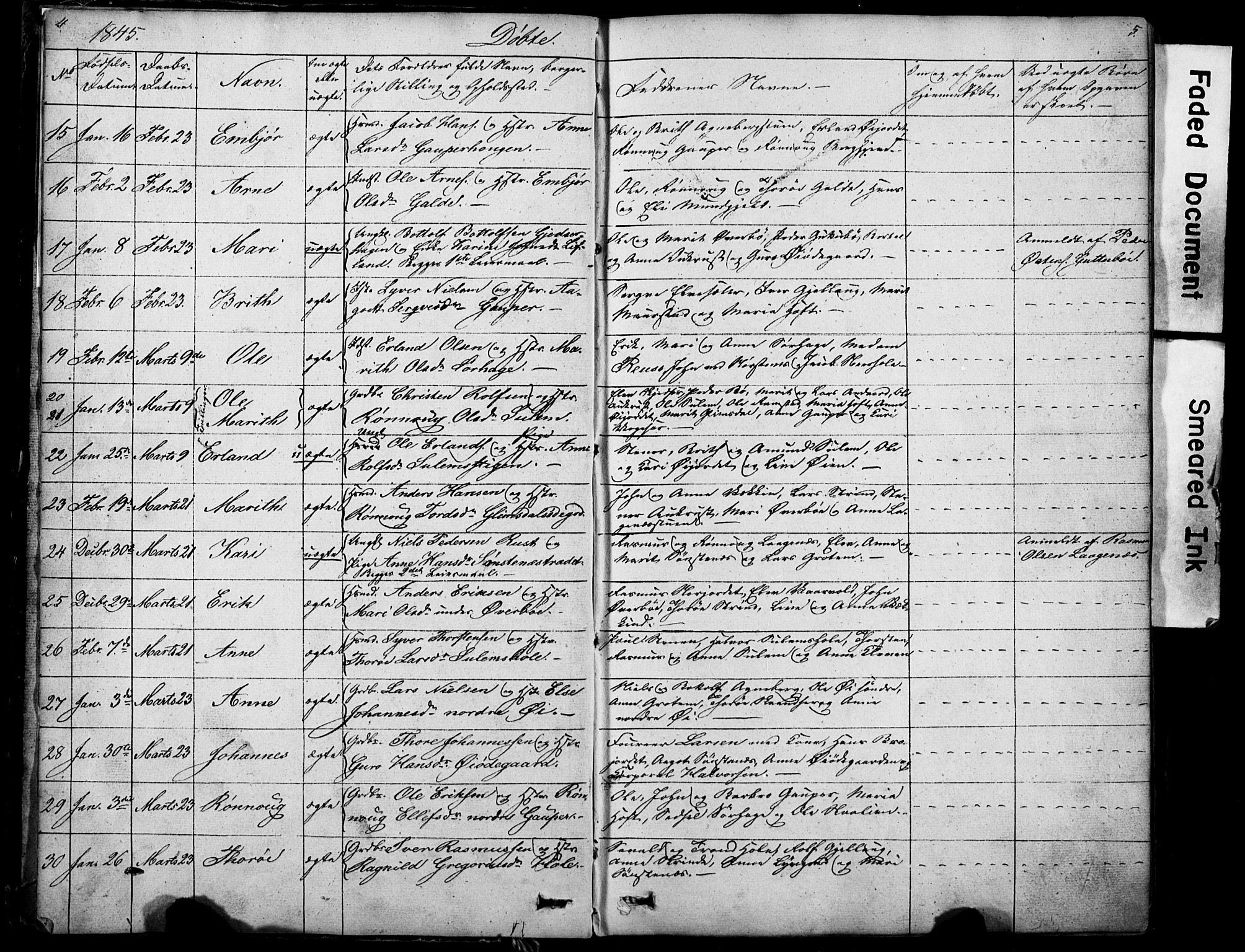 Lom prestekontor, SAH/PREST-070/L/L0012: Parish register (copy) no. 12, 1845-1873, p. 4-5