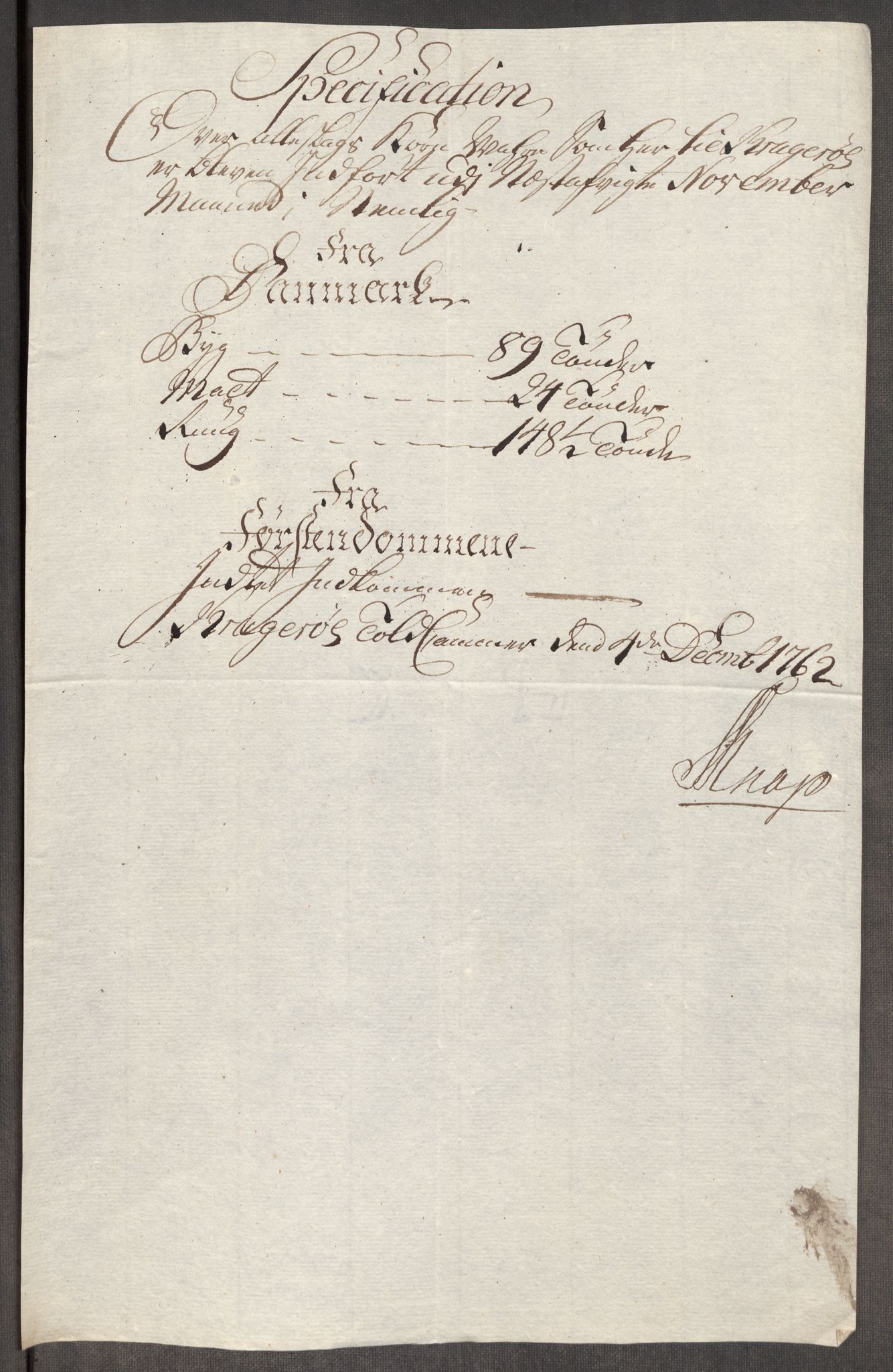 Rentekammeret inntil 1814, Realistisk ordnet avdeling, RA/EA-4070/Oe/L0007: [Ø1]: Priskuranter, 1761-1763, p. 468