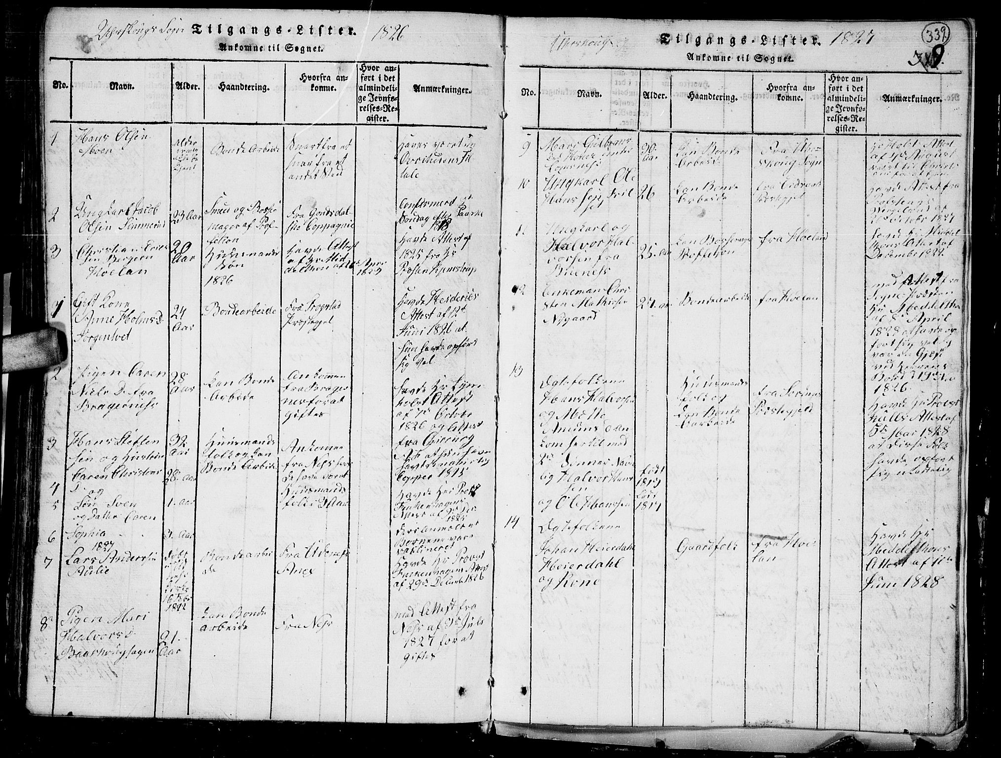 Aurskog prestekontor Kirkebøker, SAO/A-10304a/G/Ga/L0001: Parish register (copy) no. I 1, 1814-1829, p. 339