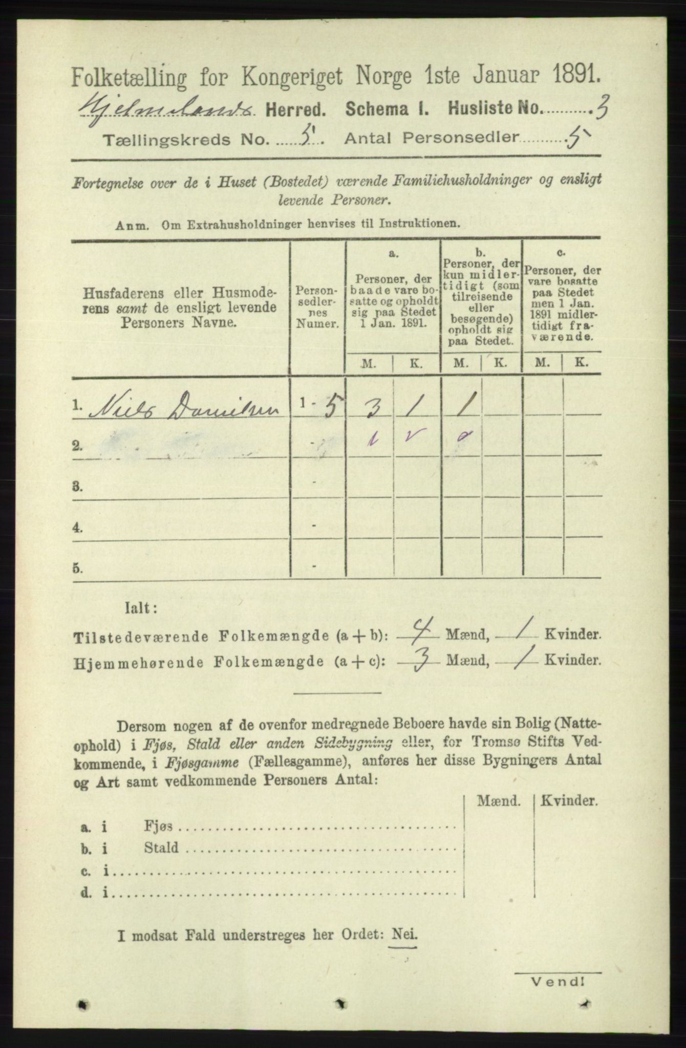 RA, 1891 census for 1133 Hjelmeland, 1891, p. 1092