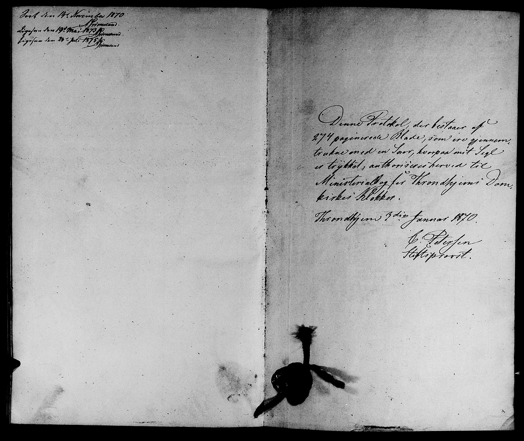 Ministerialprotokoller, klokkerbøker og fødselsregistre - Sør-Trøndelag, AV/SAT-A-1456/601/L0088: Parish register (copy) no. 601C06, 1870-1878