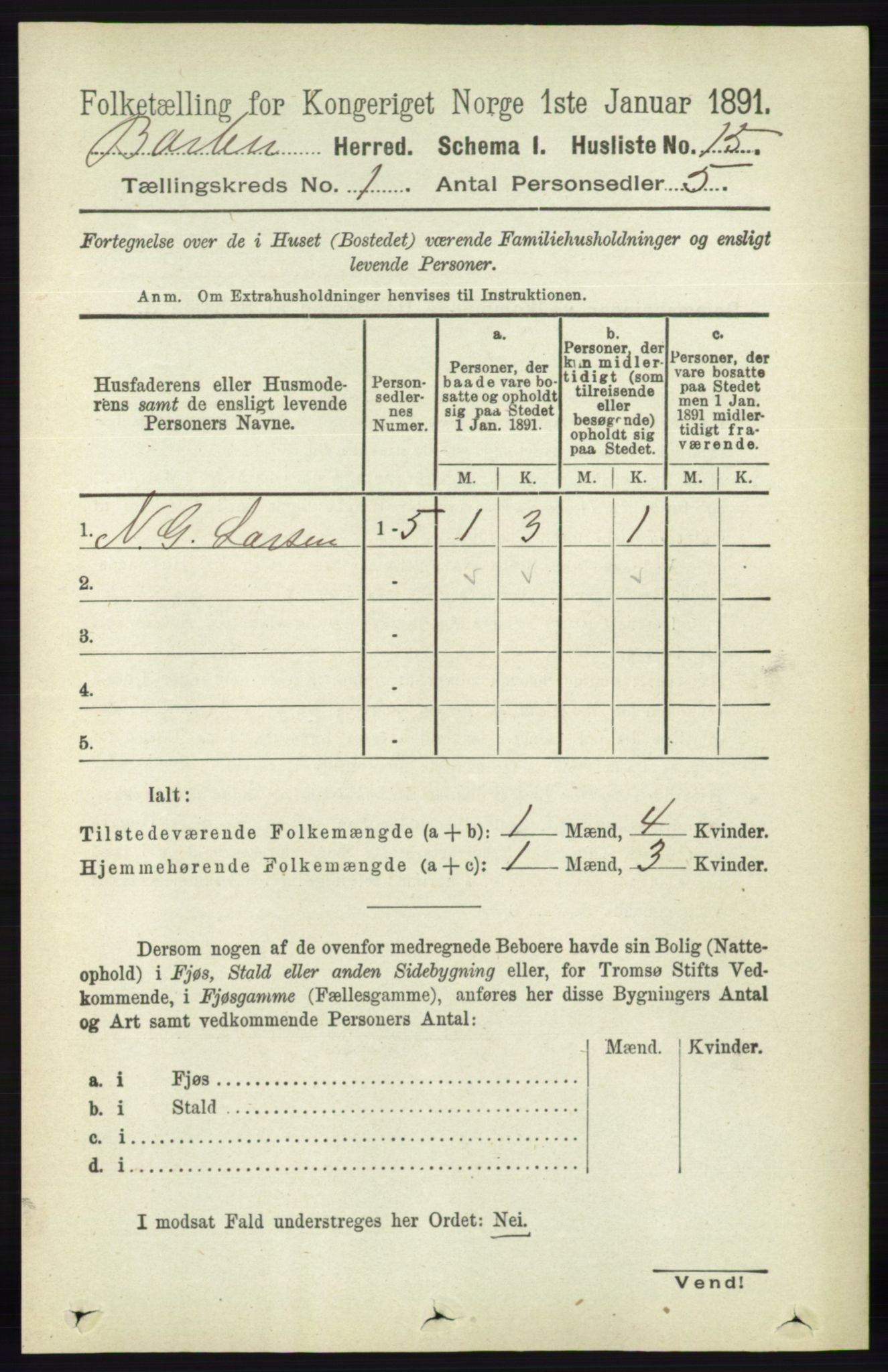 RA, 1891 census for 0990 Barbu, 1891, p. 46