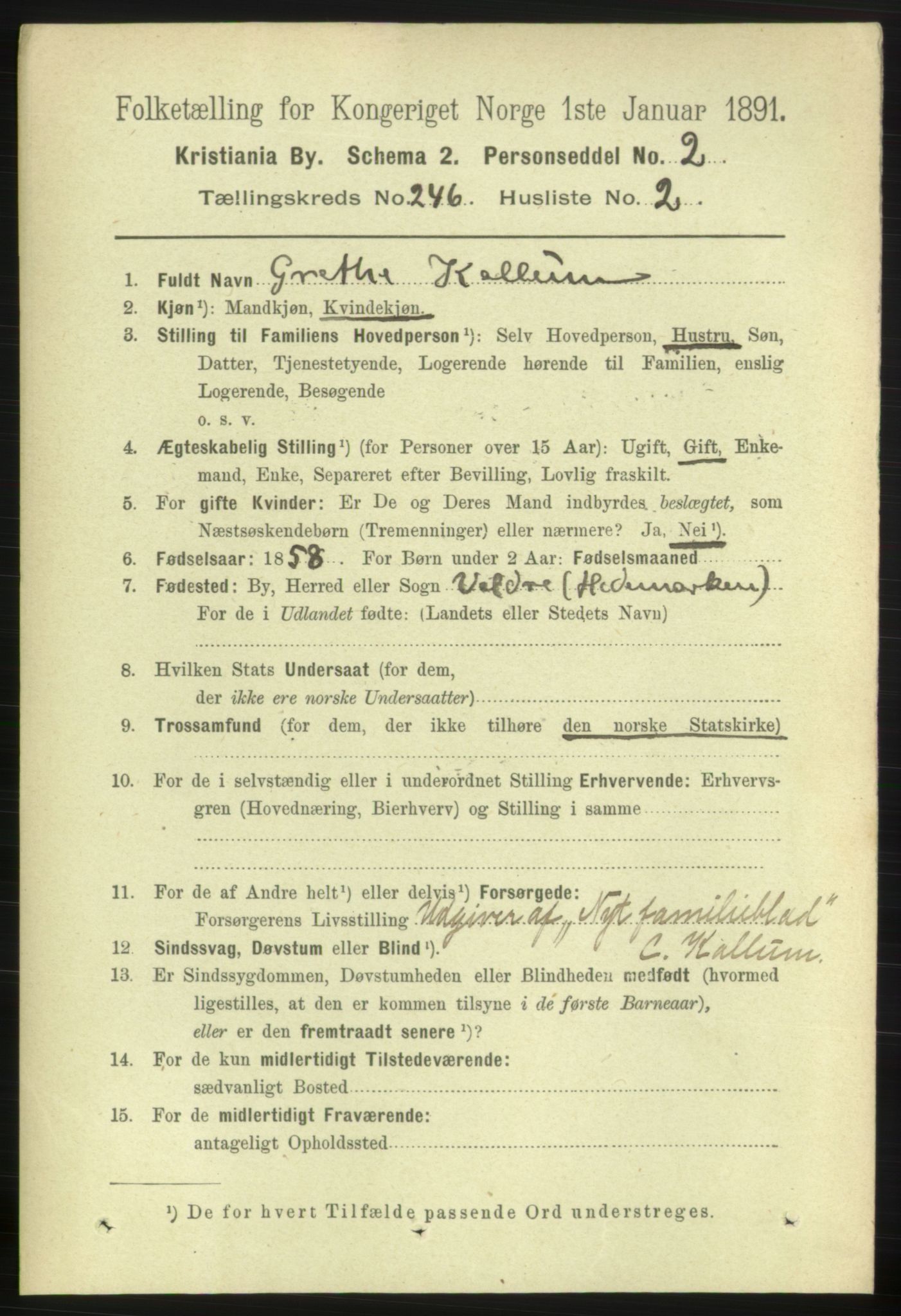 RA, 1891 census for 0301 Kristiania, 1891, p. 149982