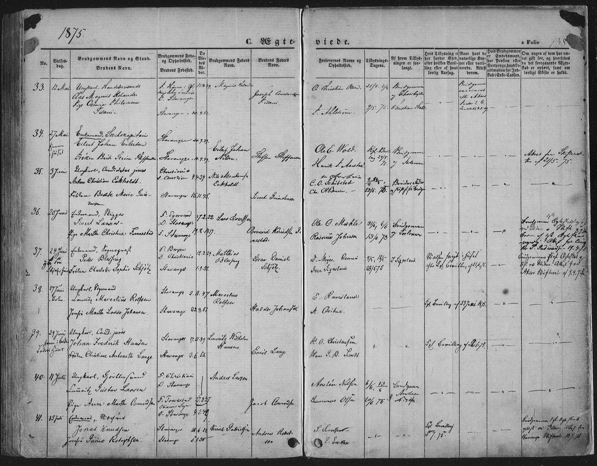 Domkirken sokneprestkontor, AV/SAST-A-101812/001/30/30BA/L0019: Parish register (official) no. A 18, 1857-1877, p. 138