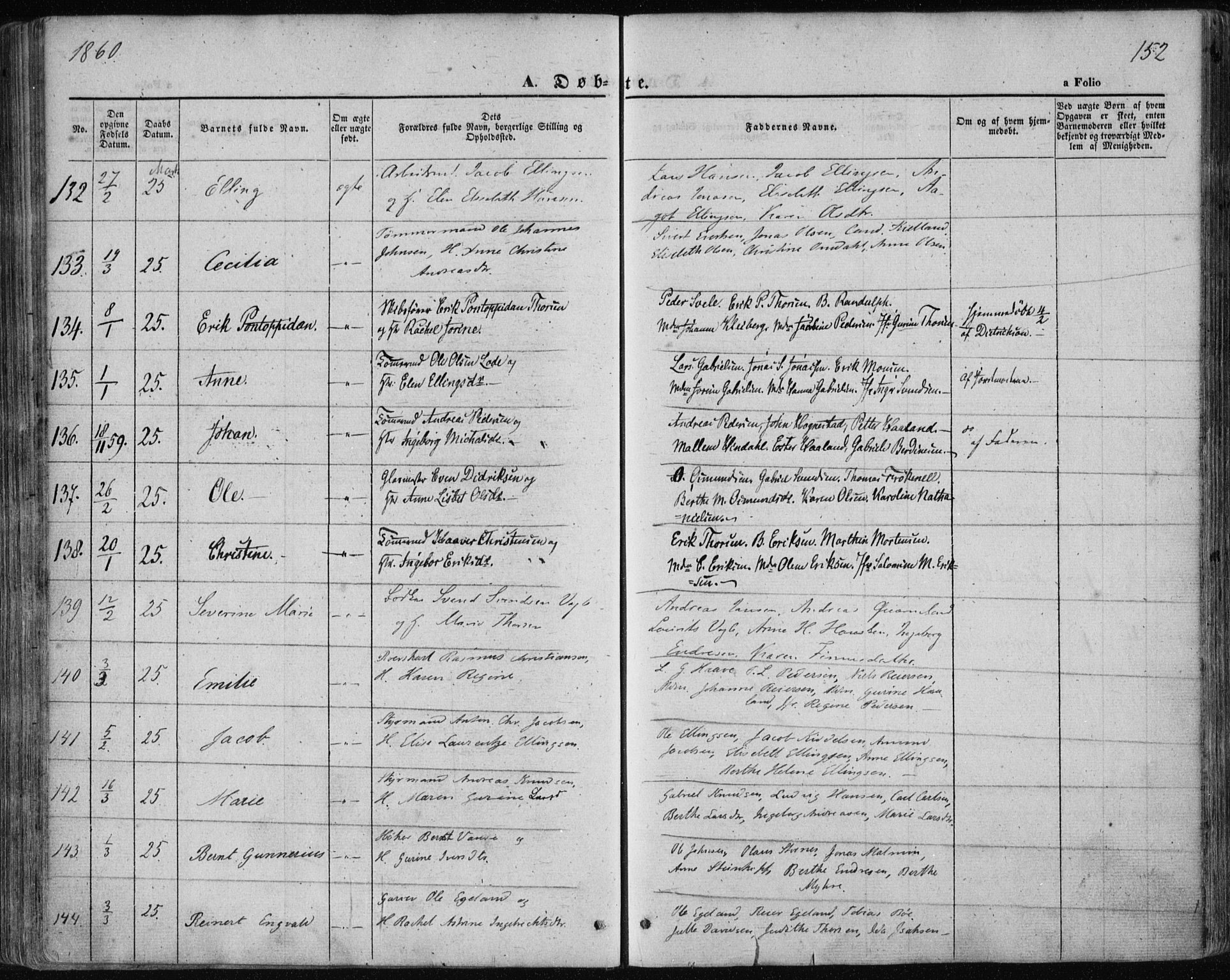 Domkirken sokneprestkontor, AV/SAST-A-101812/001/30/30BA/L0017: Parish register (official) no. A 16, 1855-1867, p. 152