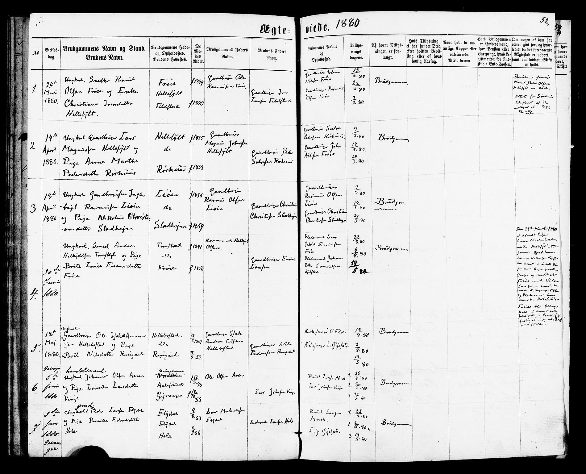 Ministerialprotokoller, klokkerbøker og fødselsregistre - Møre og Romsdal, SAT/A-1454/517/L0224: Parish register (official) no. 517A04, 1853-1880, p. 52