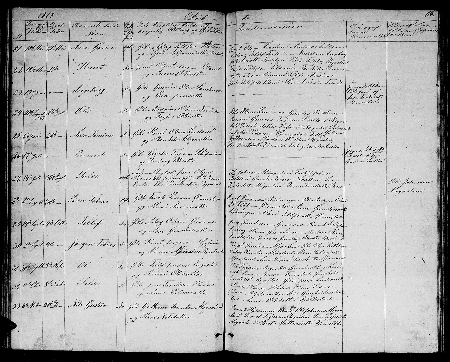 Evje sokneprestkontor, AV/SAK-1111-0008/F/Fb/Fbc/L0002: Parish register (copy) no. B 2, 1849-1876, p. 56