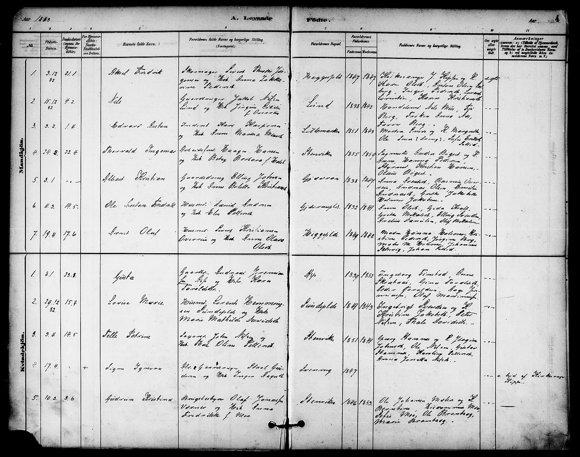 Ministerialprotokoller, klokkerbøker og fødselsregistre - Nord-Trøndelag, SAT/A-1458/740/L0378: Parish register (official) no. 740A01, 1881-1895, p. 4