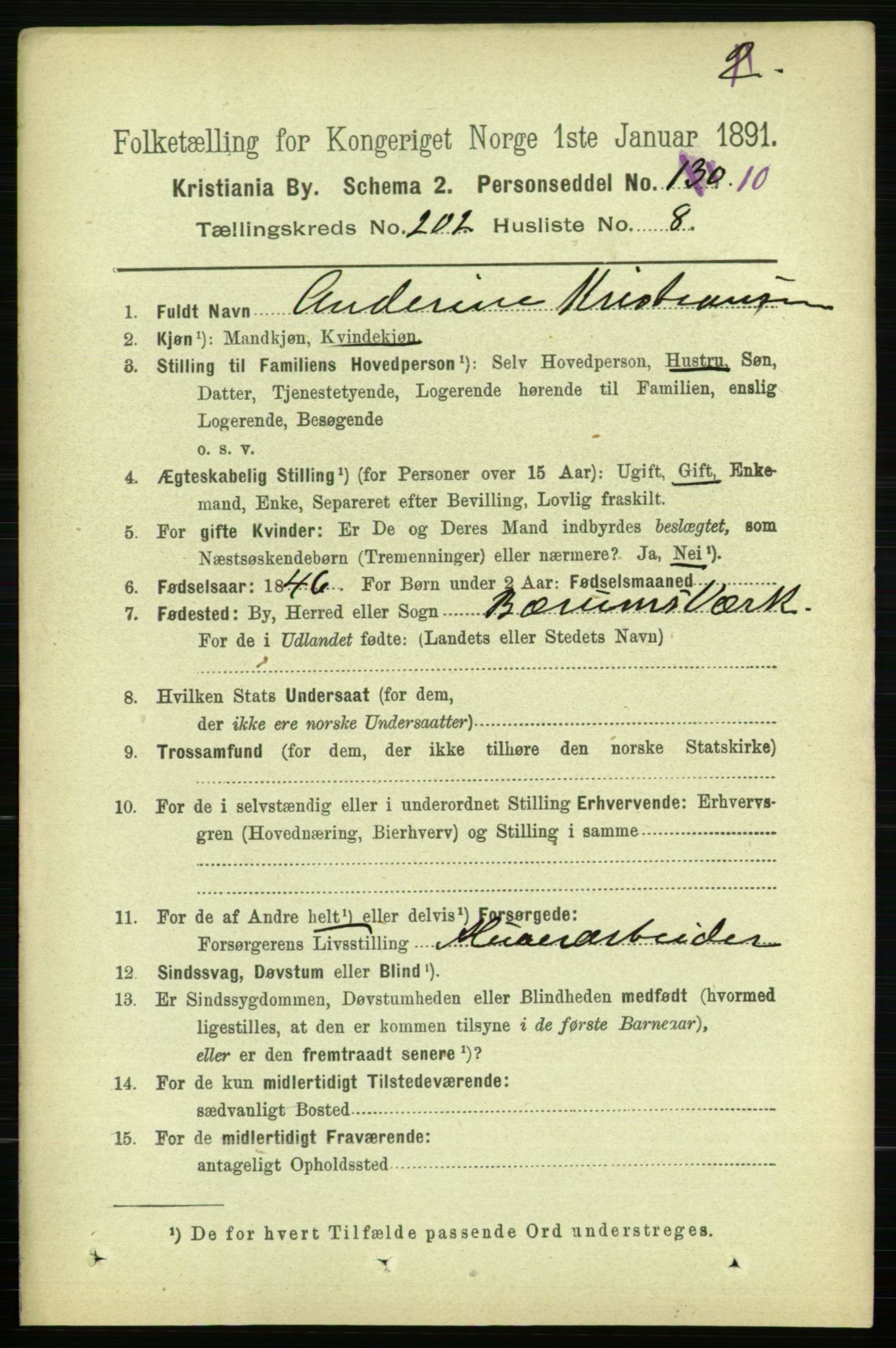 RA, 1891 census for 0301 Kristiania, 1891, p. 121652