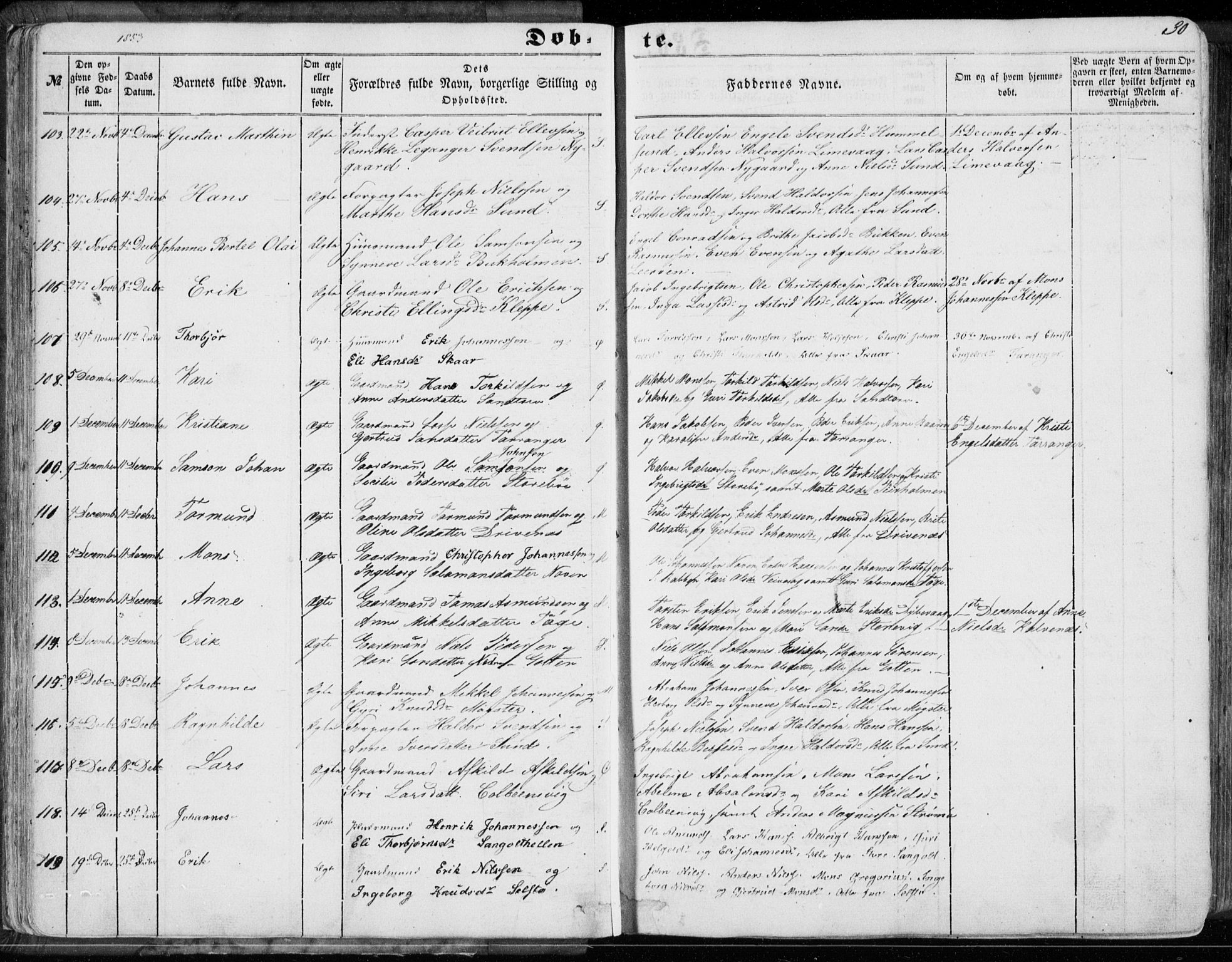 Sund sokneprestembete, SAB/A-99930: Parish register (official) no. A 14, 1850-1866, p. 30