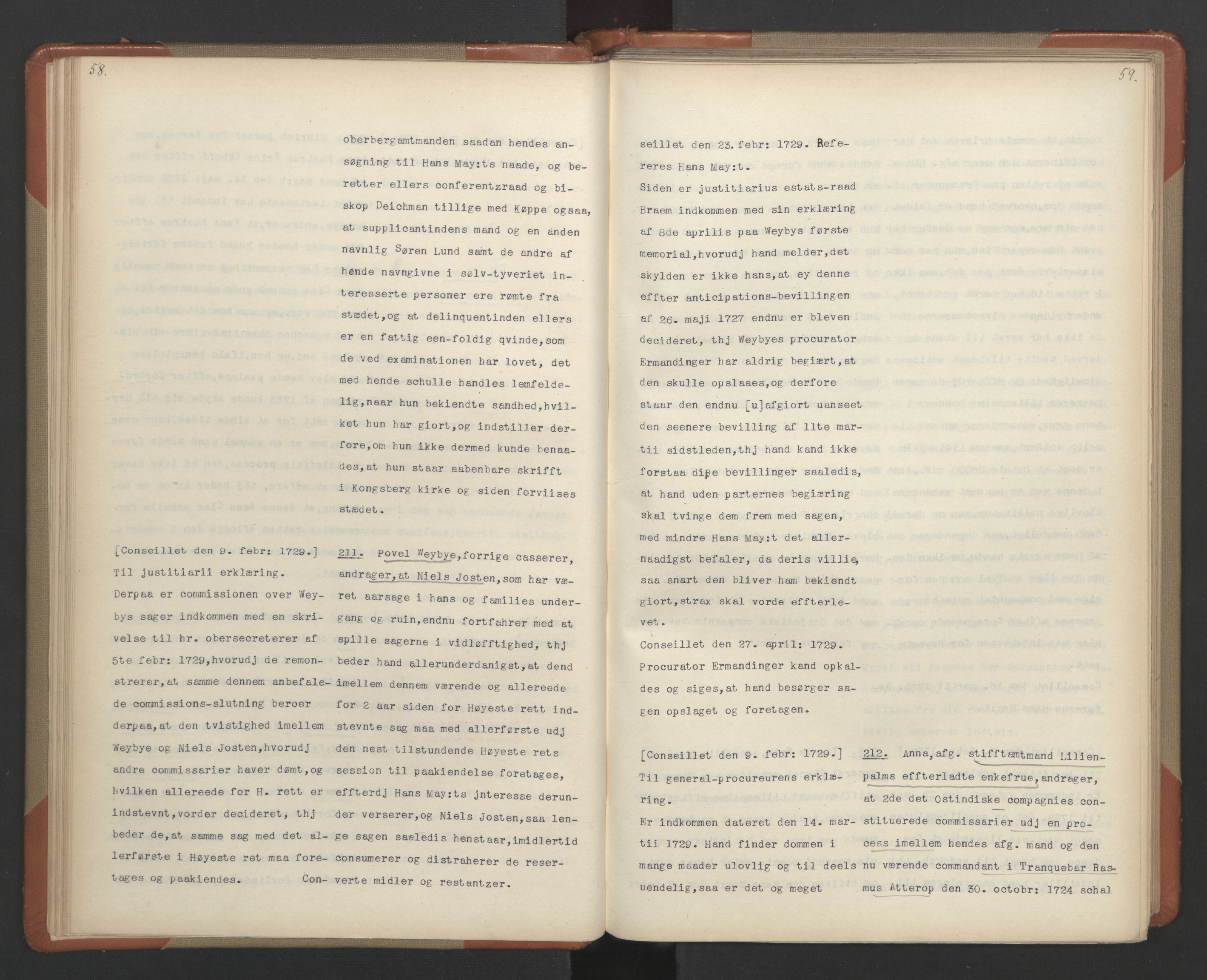 Avskriftsamlingen, AV/RA-EA-4022/F/Fa/L0092: Supplikker, 1729, p. 33