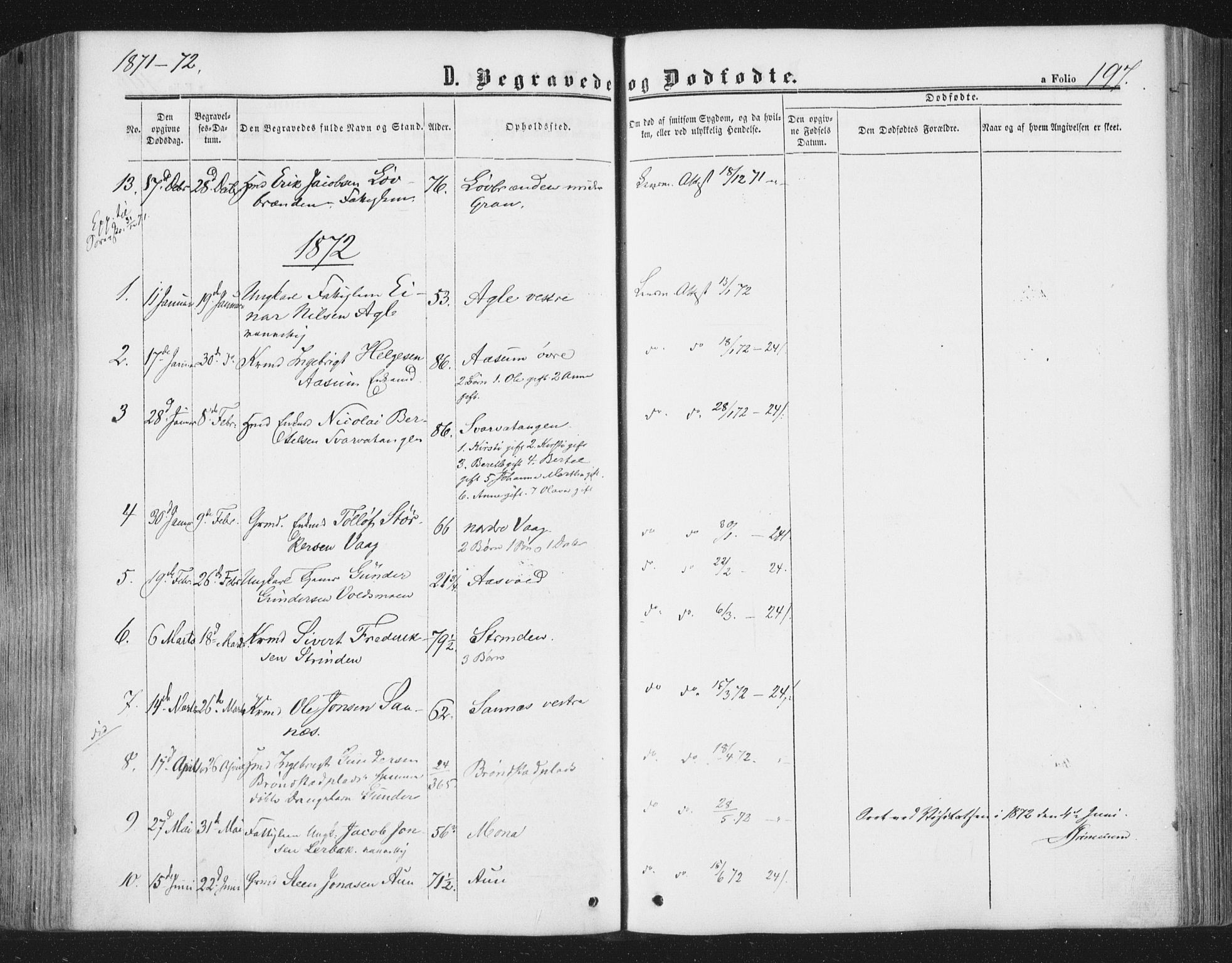 Ministerialprotokoller, klokkerbøker og fødselsregistre - Nord-Trøndelag, AV/SAT-A-1458/749/L0472: Parish register (official) no. 749A06, 1857-1873, p. 197