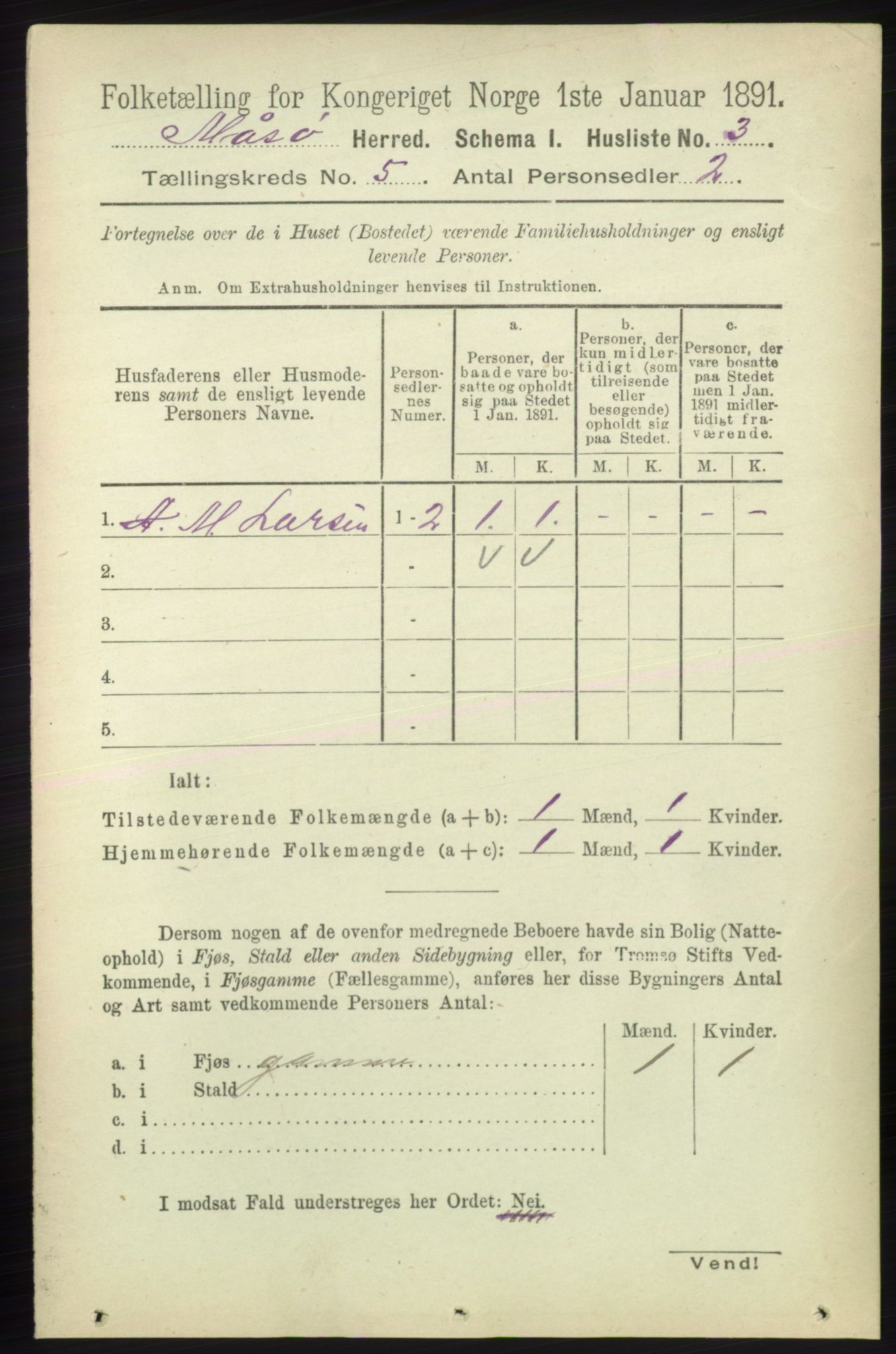 RA, 1891 census for 2018 Måsøy, 1891, p. 657