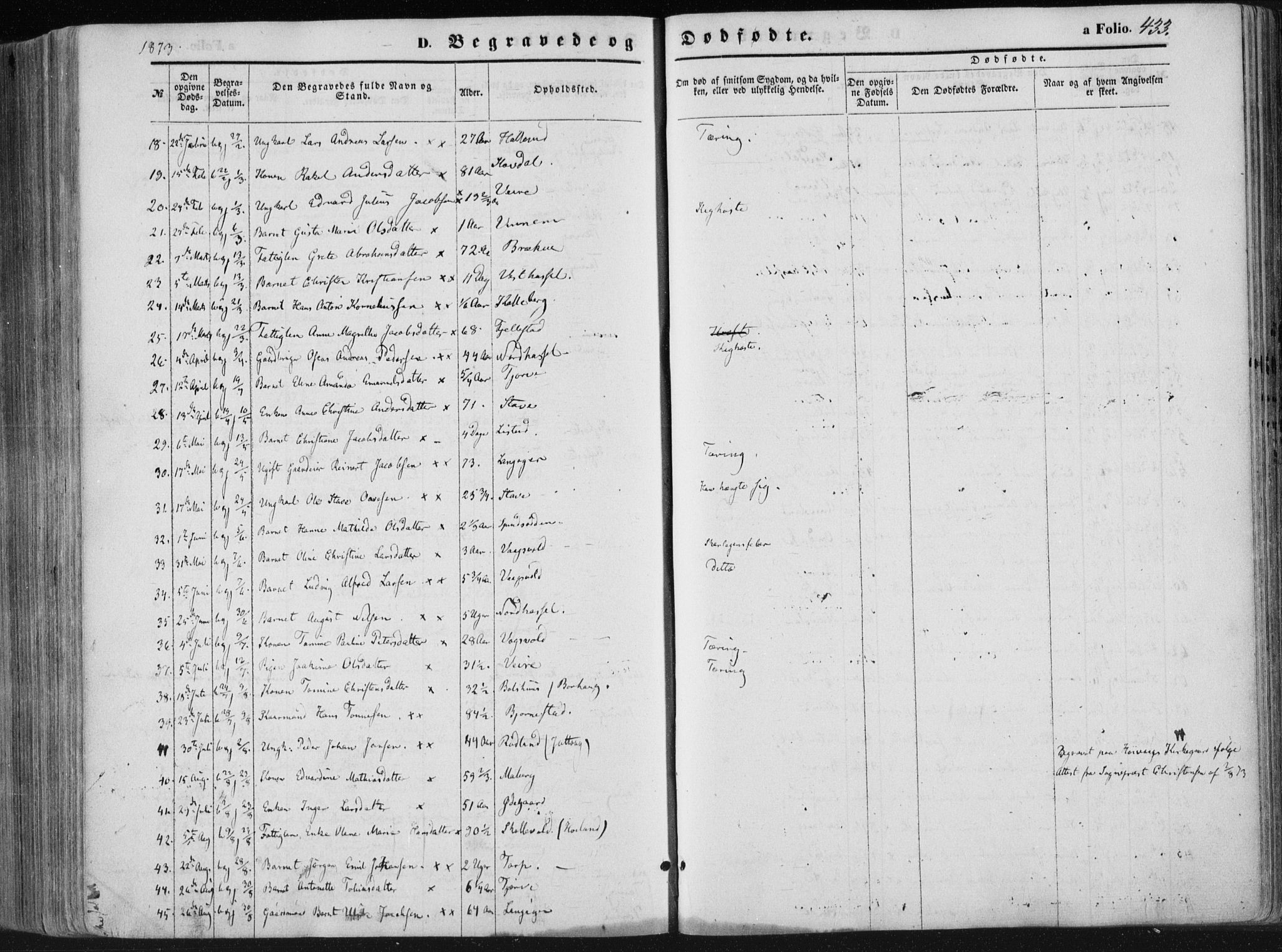 Lista sokneprestkontor, AV/SAK-1111-0027/F/Fa/L0011: Parish register (official) no. A 11, 1861-1878, p. 433