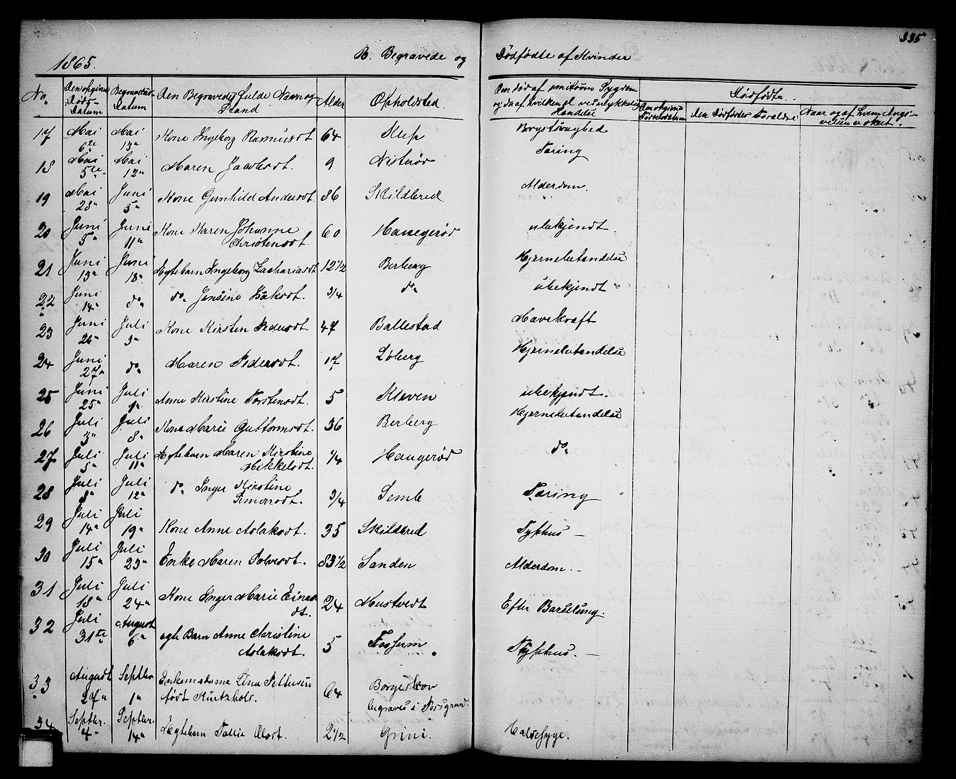 Gjerpen kirkebøker, SAKO/A-265/G/Ga/L0001: Parish register (copy) no. I 1, 1864-1882, p. 335