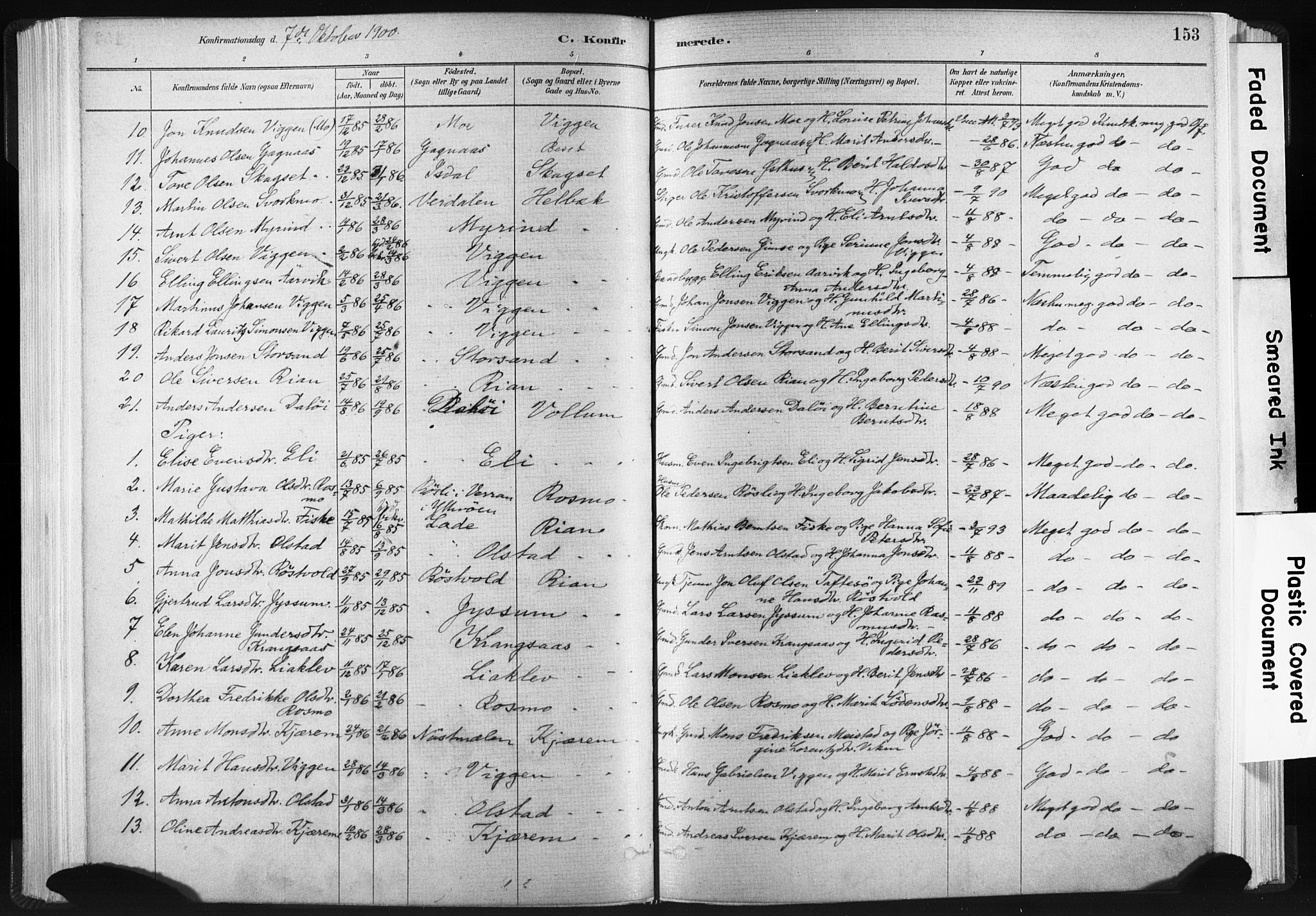 Ministerialprotokoller, klokkerbøker og fødselsregistre - Sør-Trøndelag, SAT/A-1456/665/L0773: Parish register (official) no. 665A08, 1879-1905, p. 153