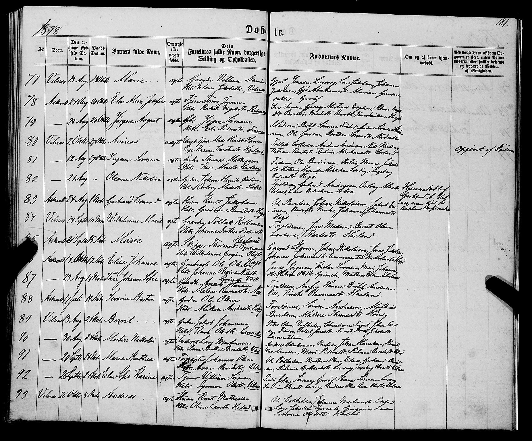Askvoll sokneprestembete, SAB/A-79501/H/Haa/Haaa/L0012: Parish register (official) no. A 12, 1859-1878, p. 181