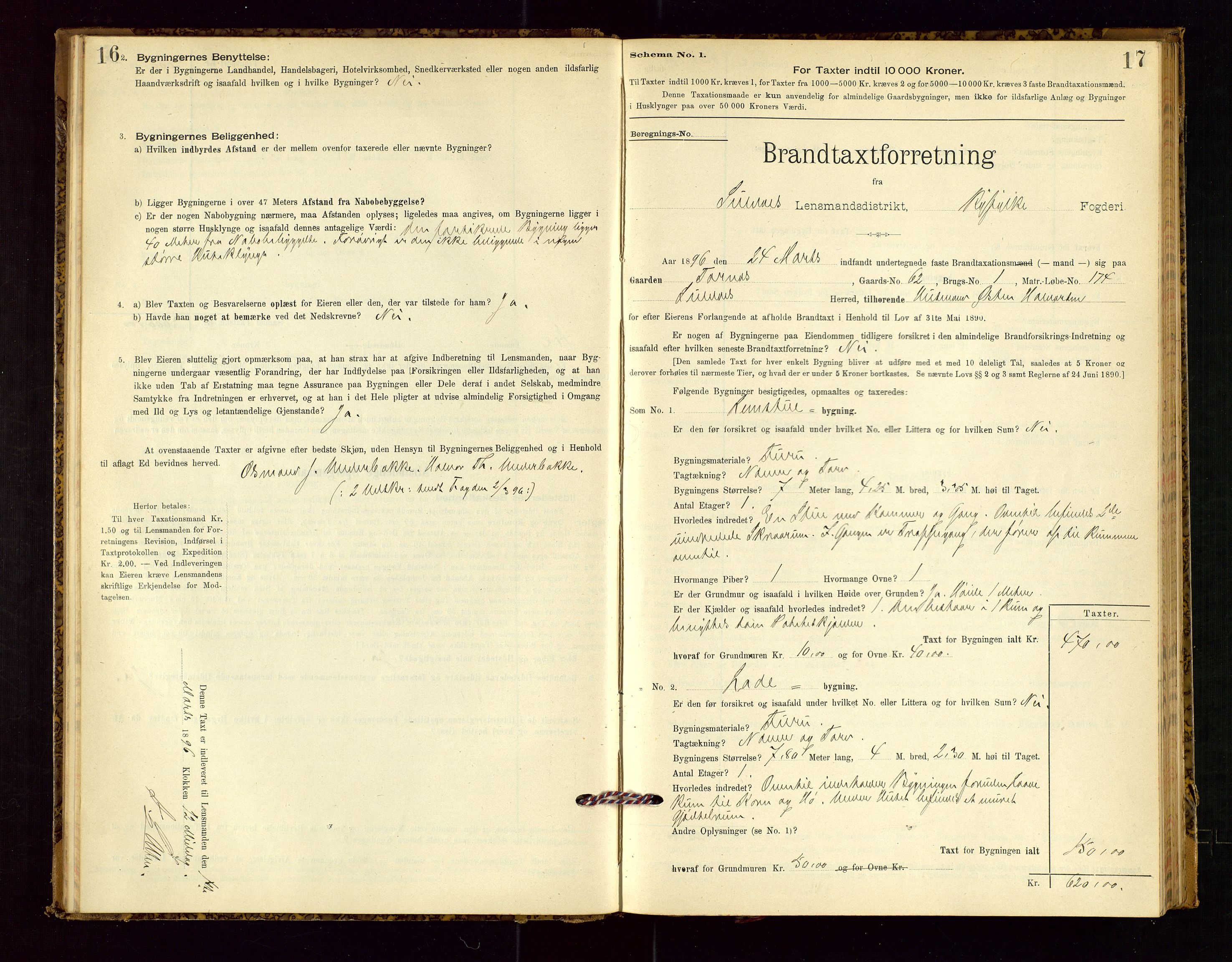 Suldal lensmannskontor, SAST/A-100419/Gob/L0001: "Brandtaxationsprotokol", 1894-1923, p. 16-17